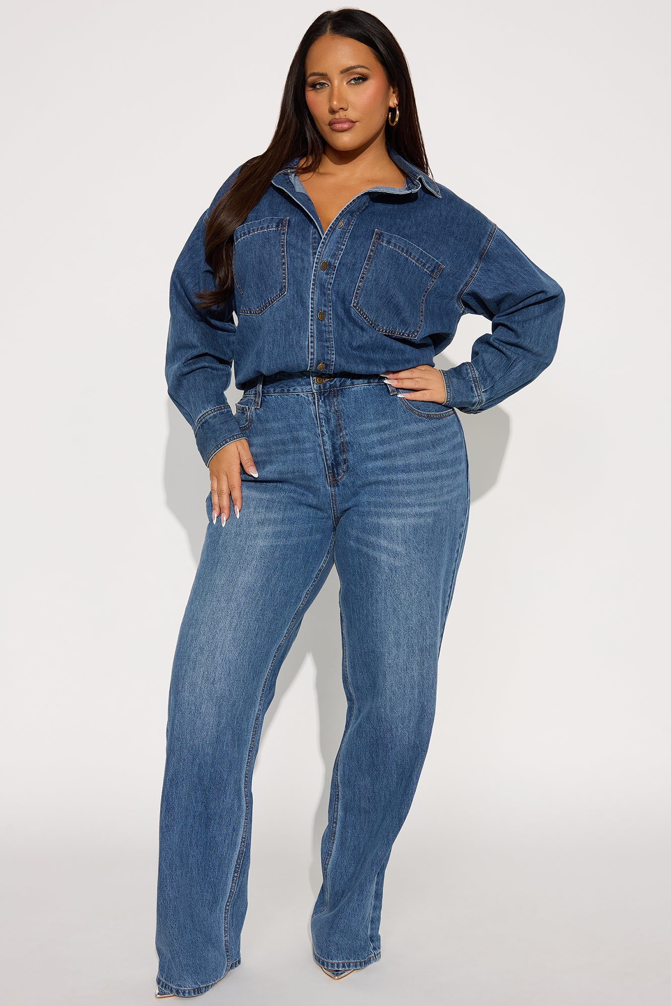 Tall Farmer's Market Cutie Denim Jumpsuit - Medium Wash - Image 4