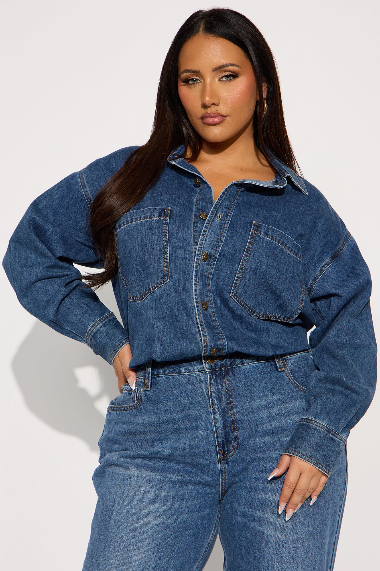Tall Farmer's Market Cutie Denim Jumpsuit - Medium Wash - Image 5