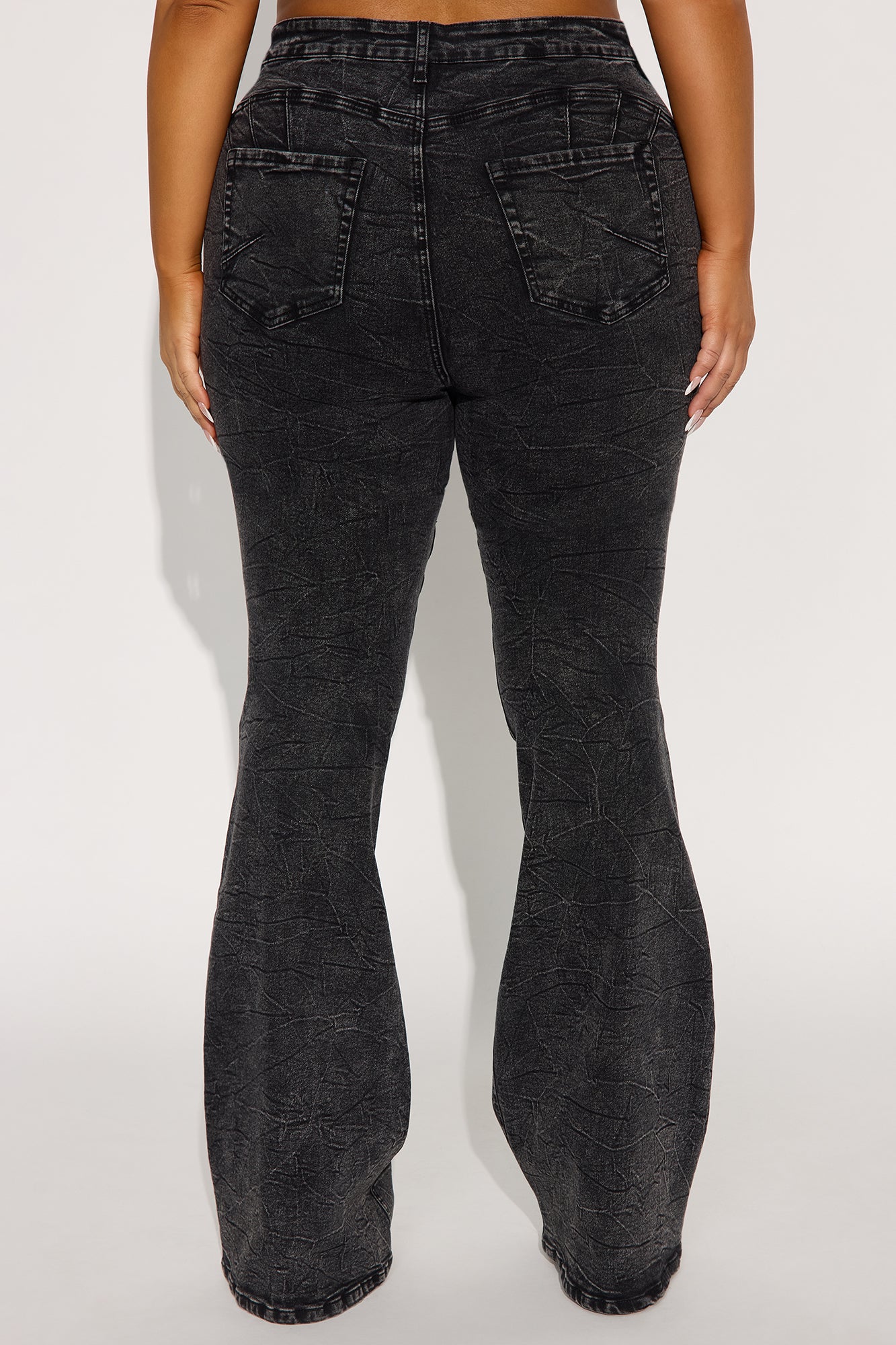 Tall Audrey Booty Lifting Stretch Flare Jeans - Acid Wash Black - Image 6
