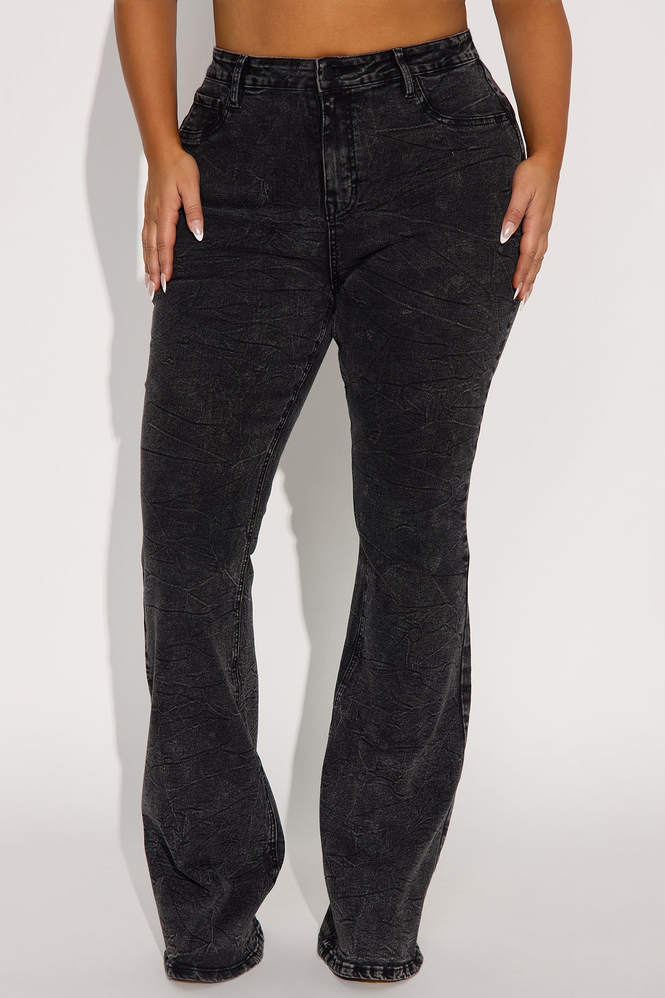 Tall Audrey Booty Lifting Stretch Flare Jeans - Acid Wash Black - Image 5