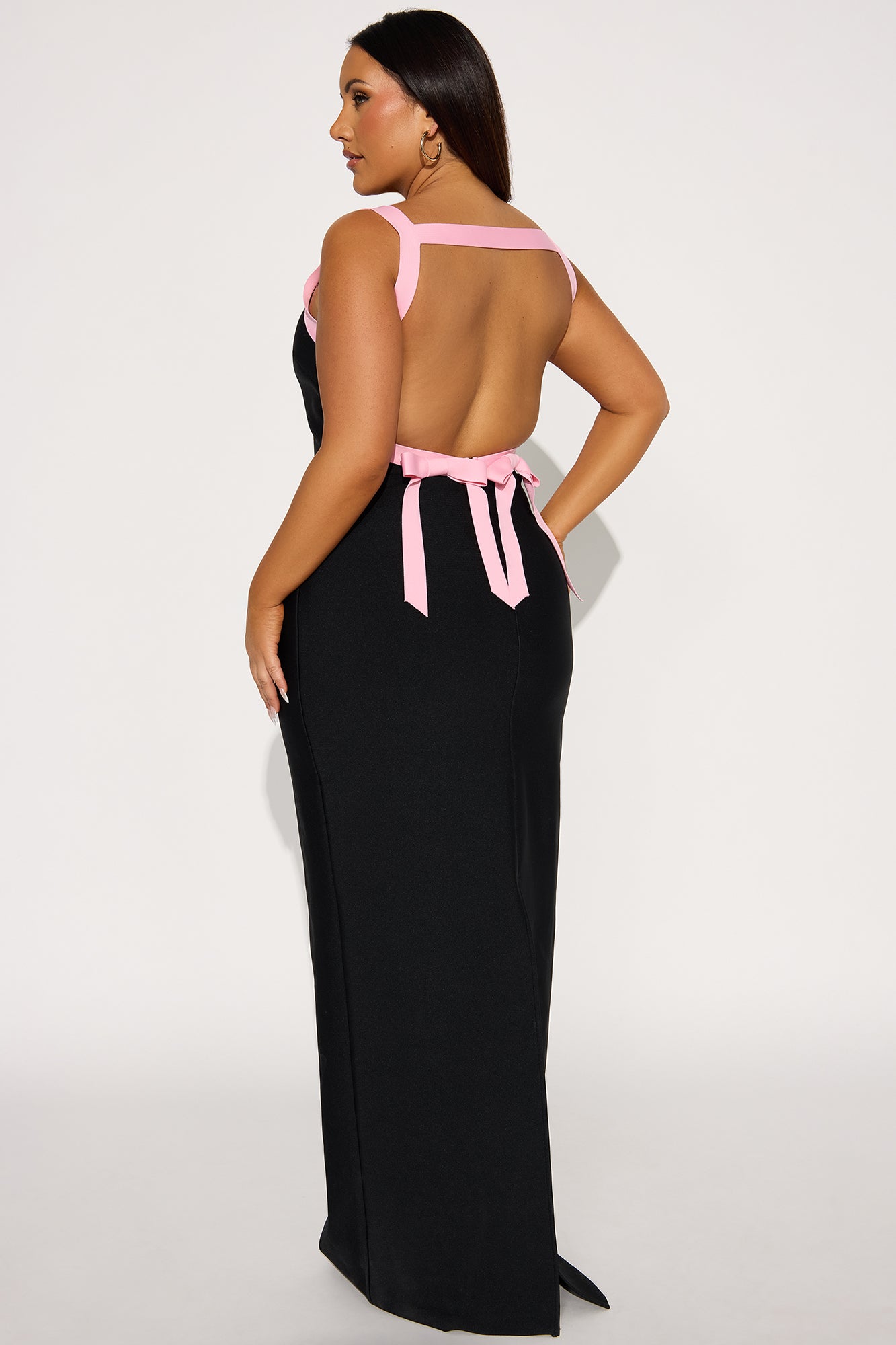 Wine And Dine Bandage Maxi Dress - Black/Pink - Image 6