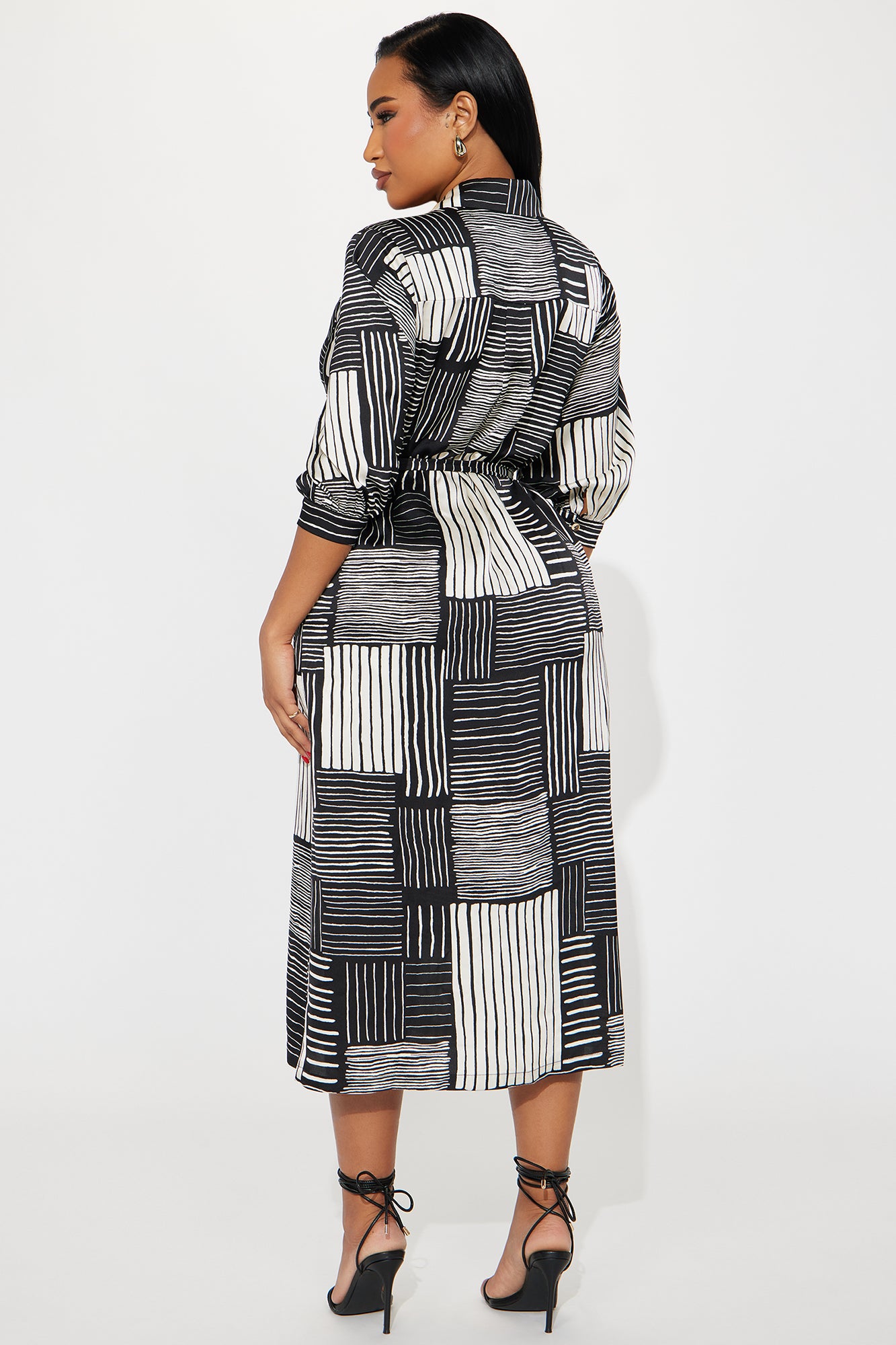 Wyonna Tie Waist Midi Dress - Taupe/combo - Image 3
