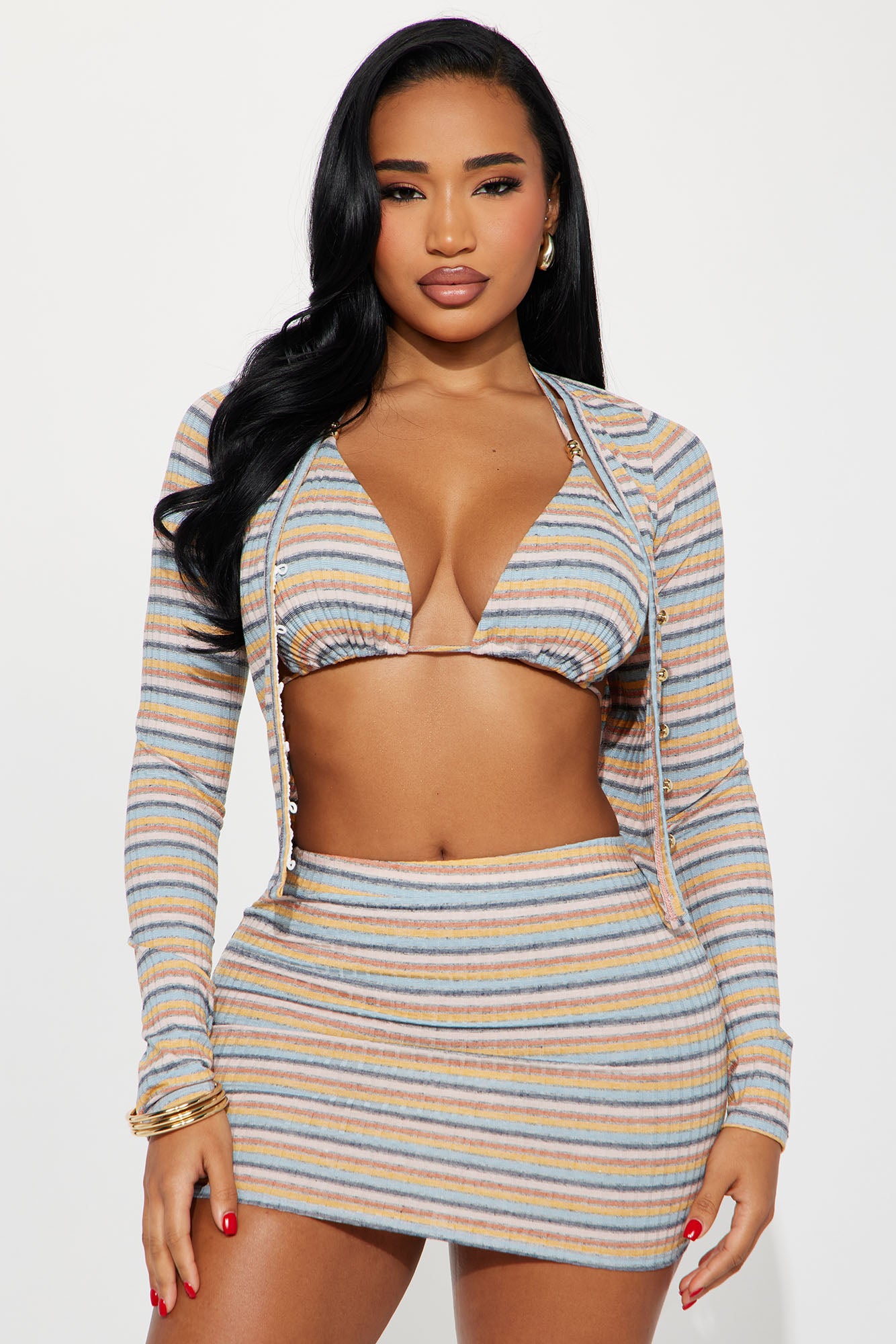 Your Coastal Crush Ribbed 3 Piece Skirt Set - Multi Color - Image 4