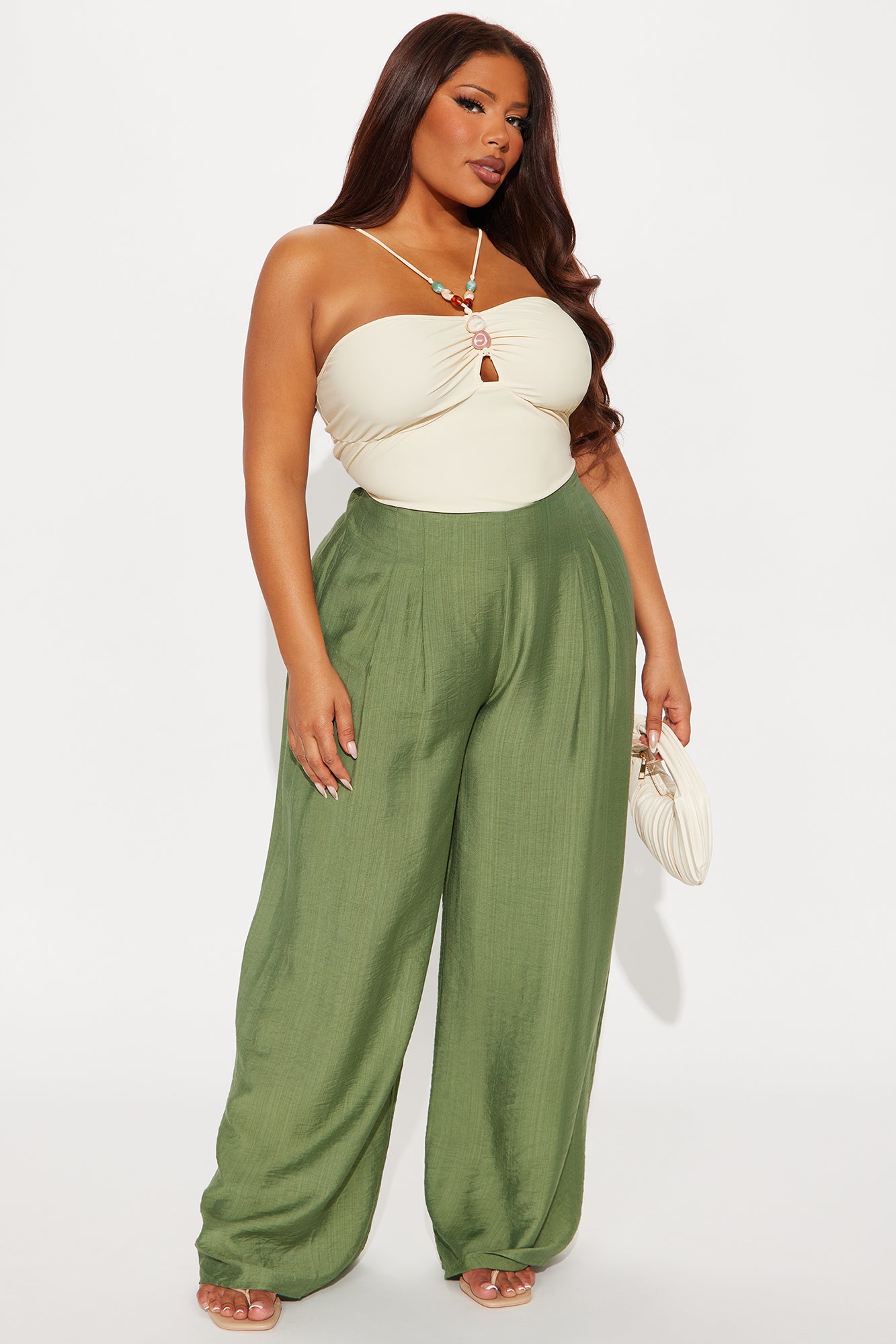 In My Happy Place Wide Leg Linen Pant - Green - Image 4