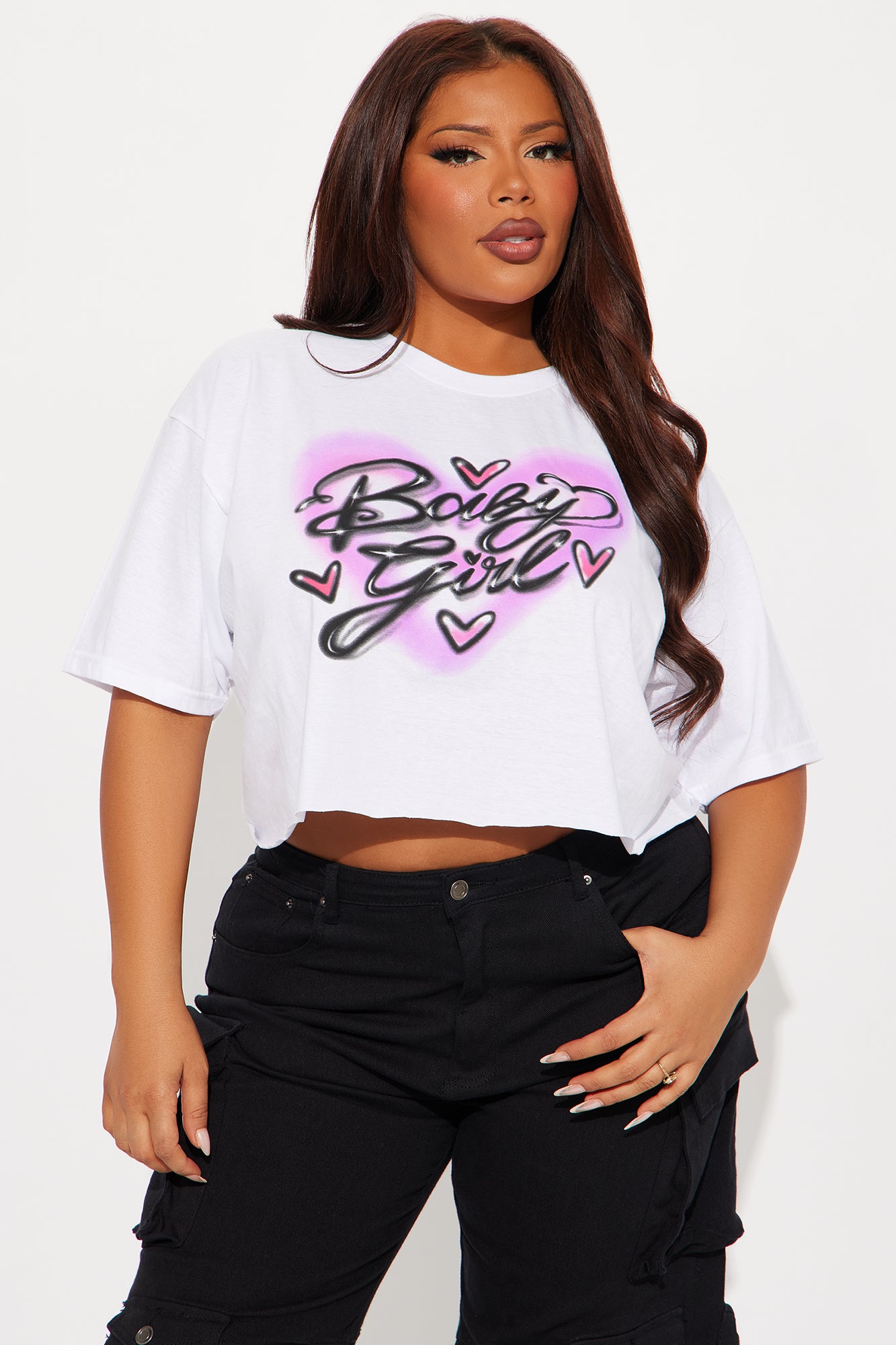Baby Girl Airbrush Oversized Tee - White - Image 5