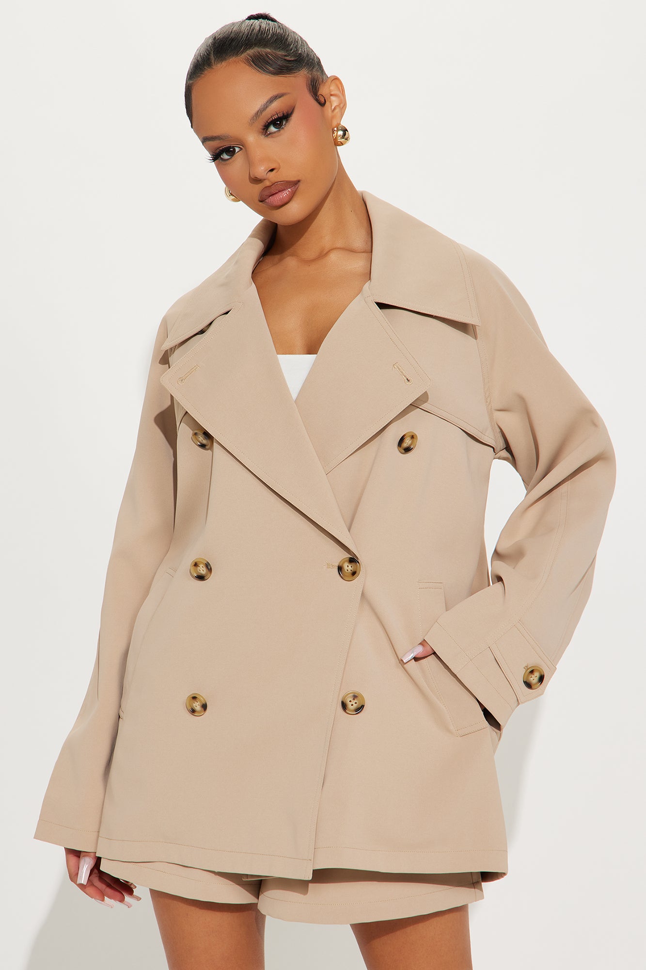Matilda Double-Breasted Trench Coat - Tan - Image 3