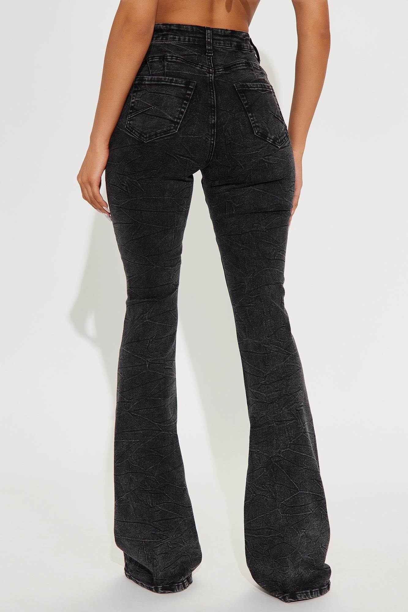 Tall Audrey Booty Lifting Stretch Flare Jeans - Acid Wash Black - Image 3