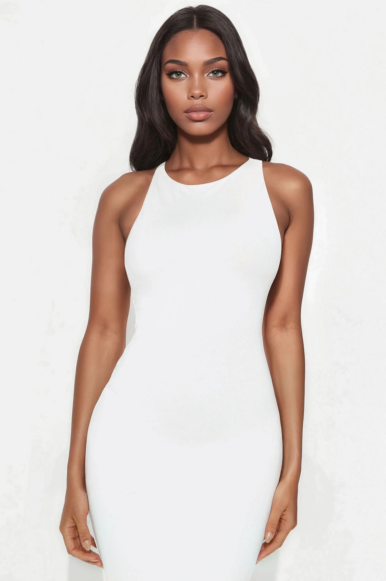 Melodie Double Lined Cut Out Maxi Dress - White - Image 3