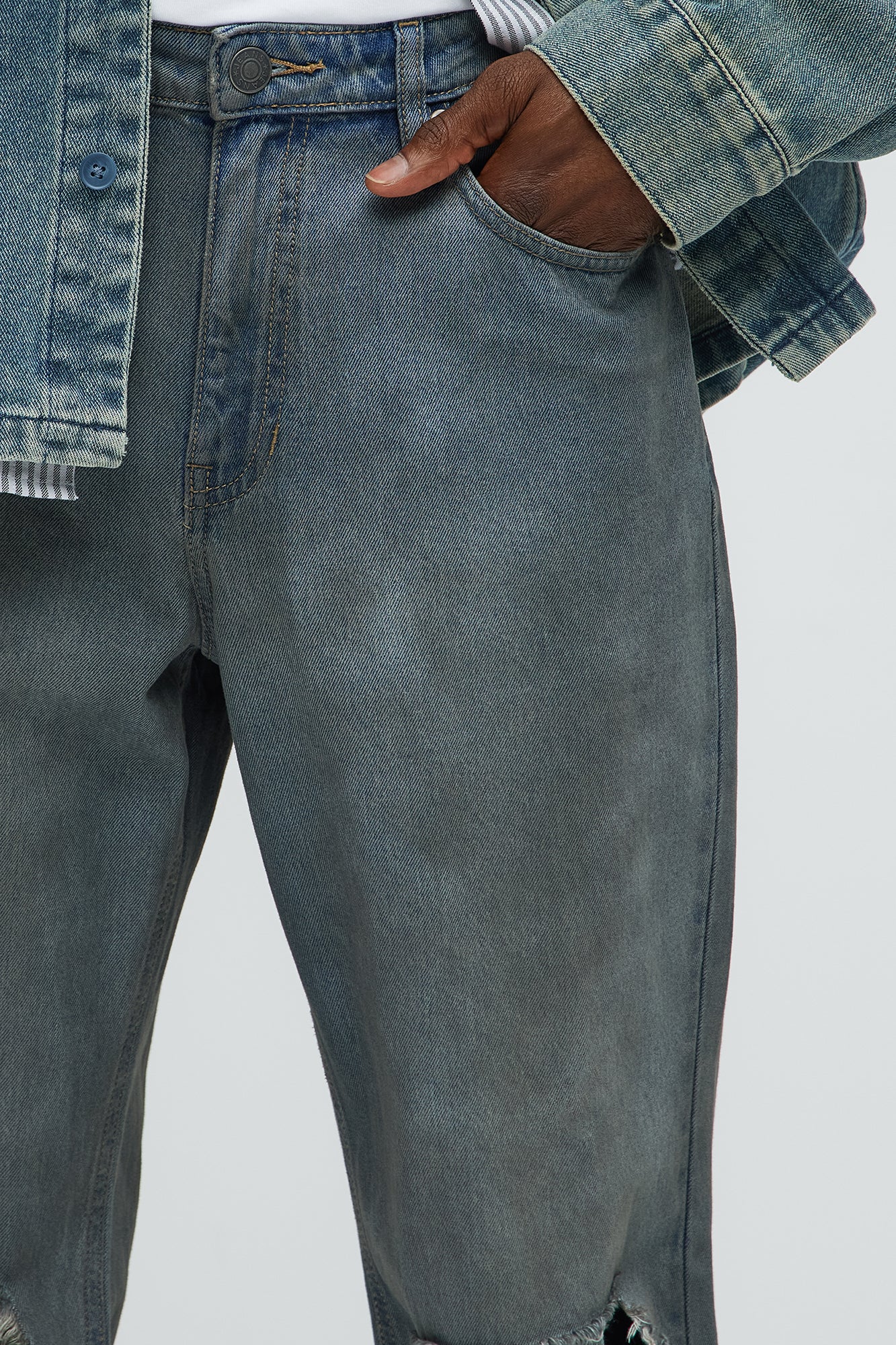 Roll Out Ripped Straight Jeans - Light Blue Wash - Image 3
