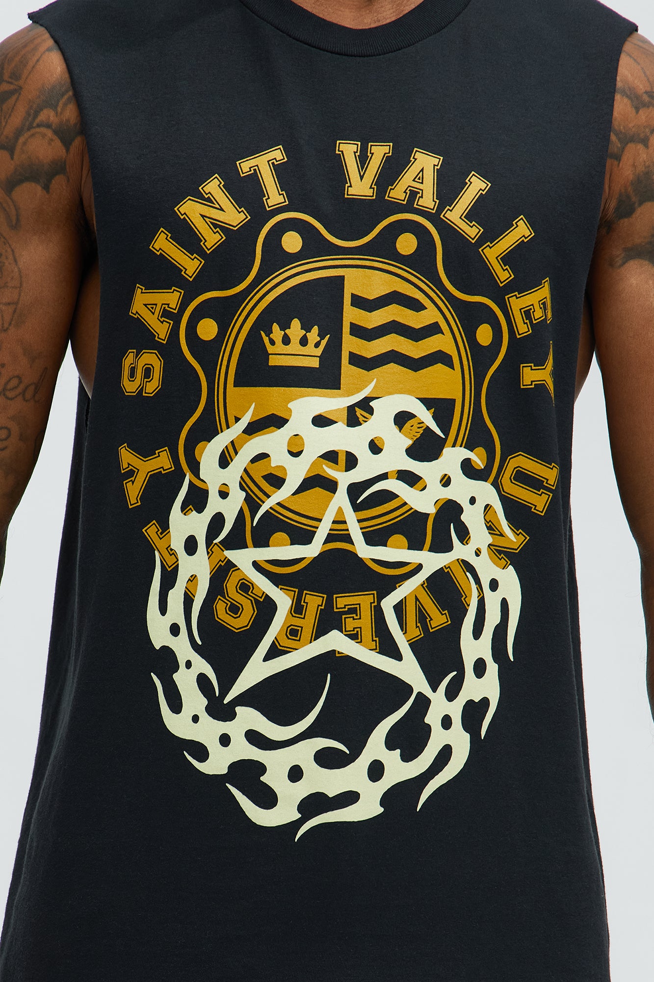 Saint Valley Crest Muscle Tee - Black - Image 3