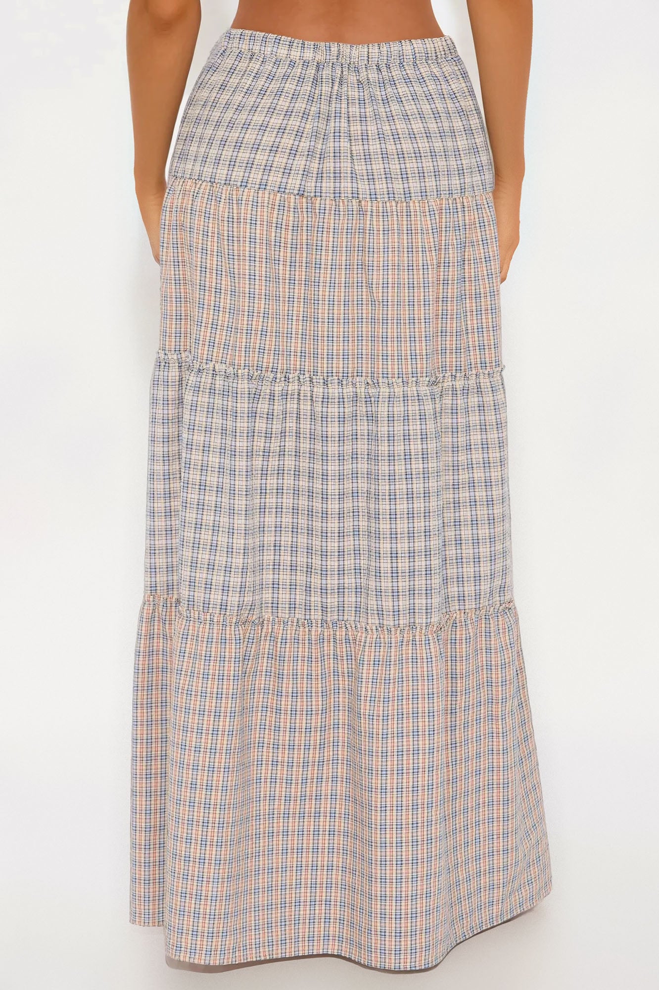 Paige High Rise Tiered Plaid Maxi Skirt - Brown/combo - Image 3