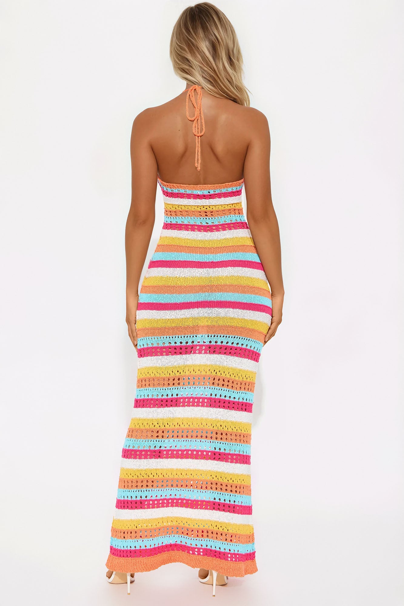On Your Mind Crochet Maxi Dress - Multi Color - Image 3