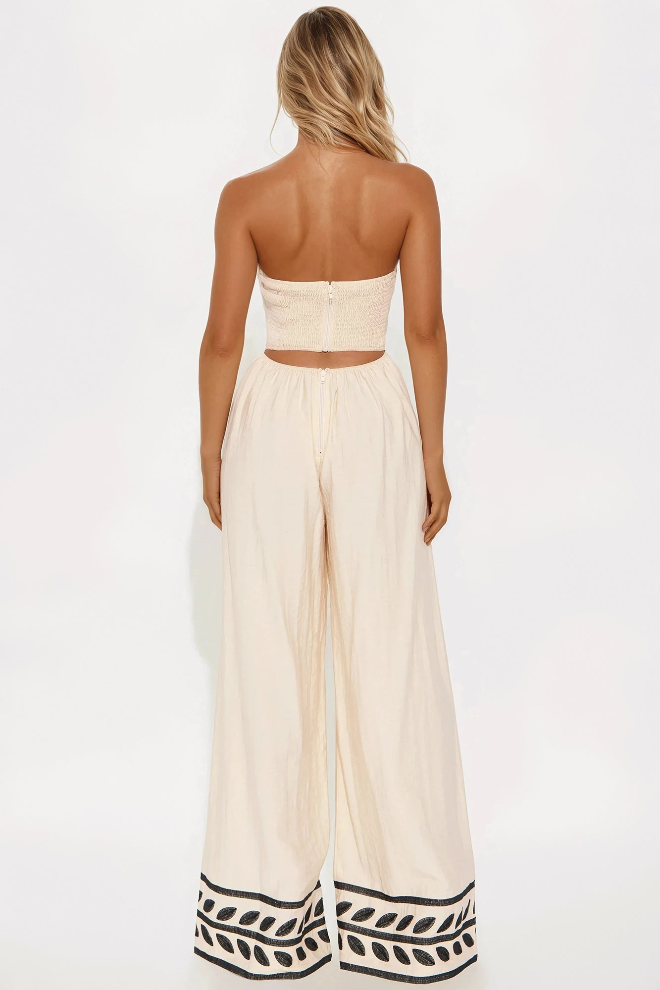 Bowie Linen Wide Leg Jumpsuit - Natural - Image 3