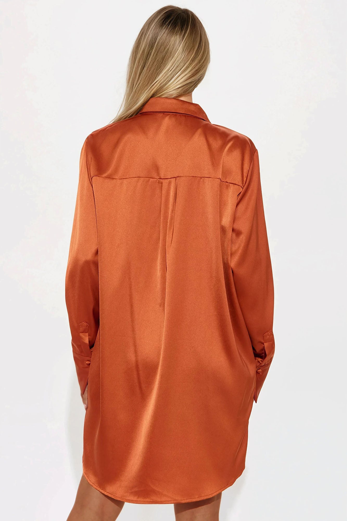 Adria Satin Mini Dress Set - Cognac - Image 4