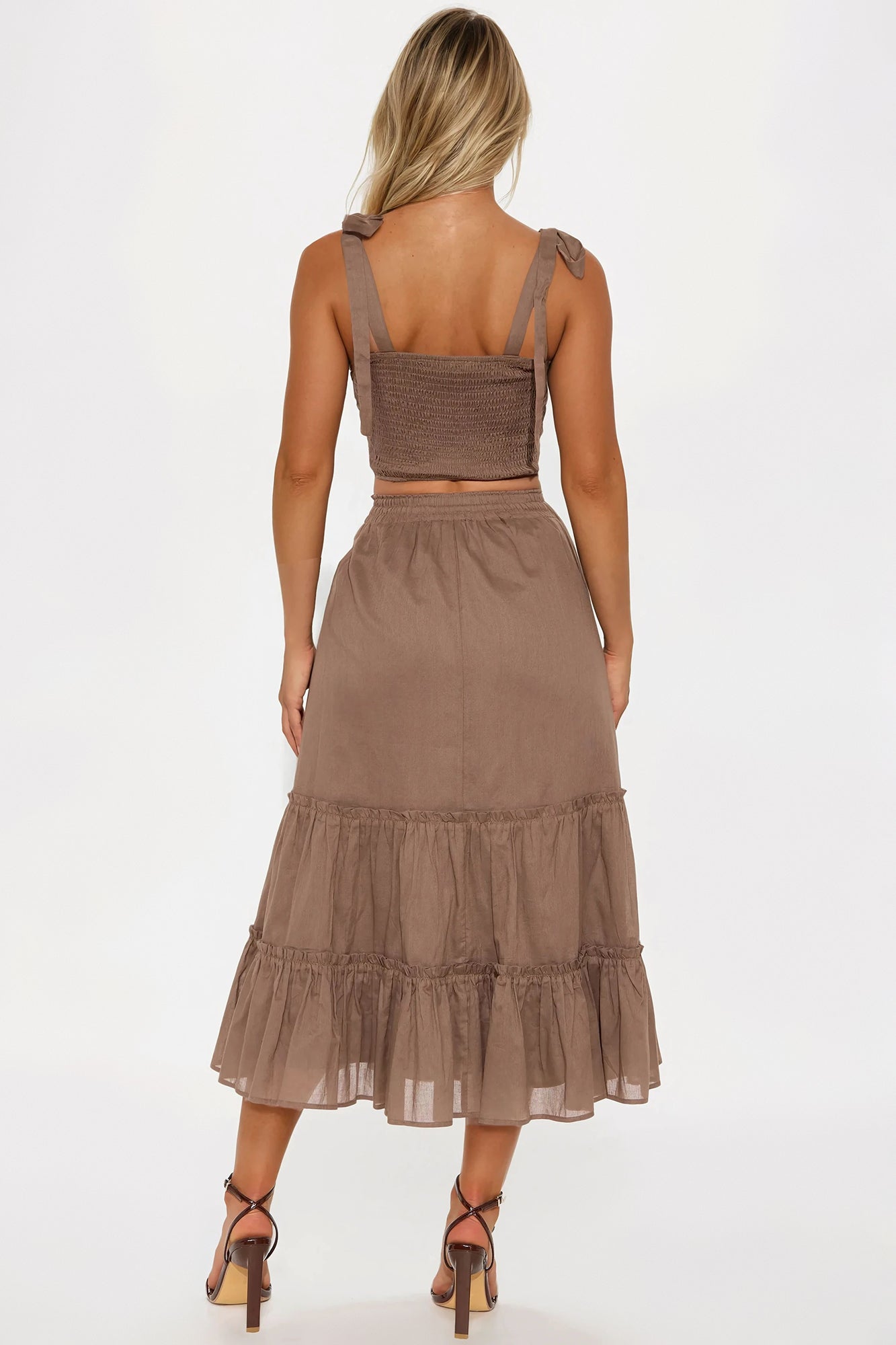 Walking In The Park Maxi Skirt Set - Brown - Image 3