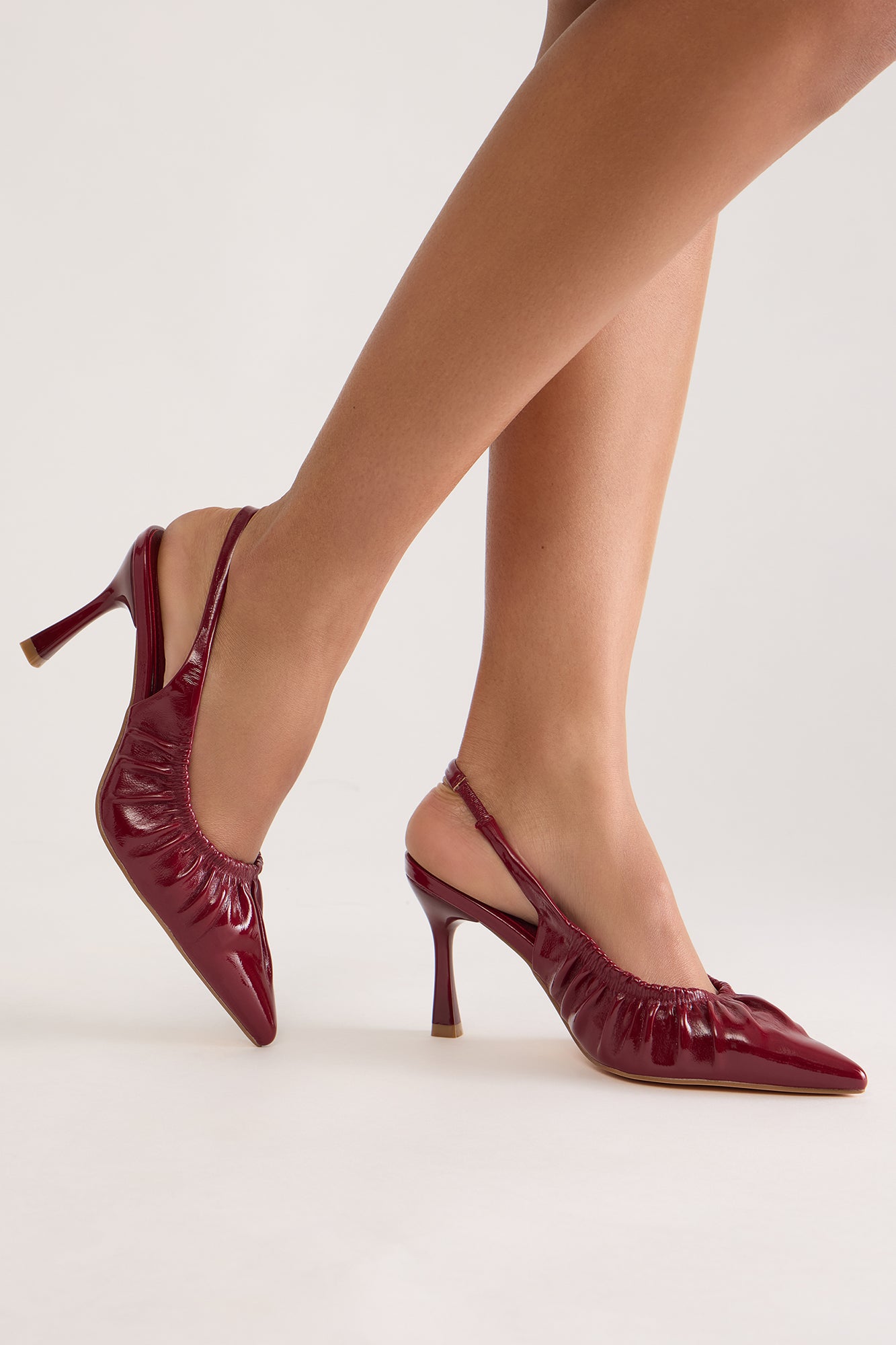 Envious Patent Slingback Pumps - Burgundy - Image 4
