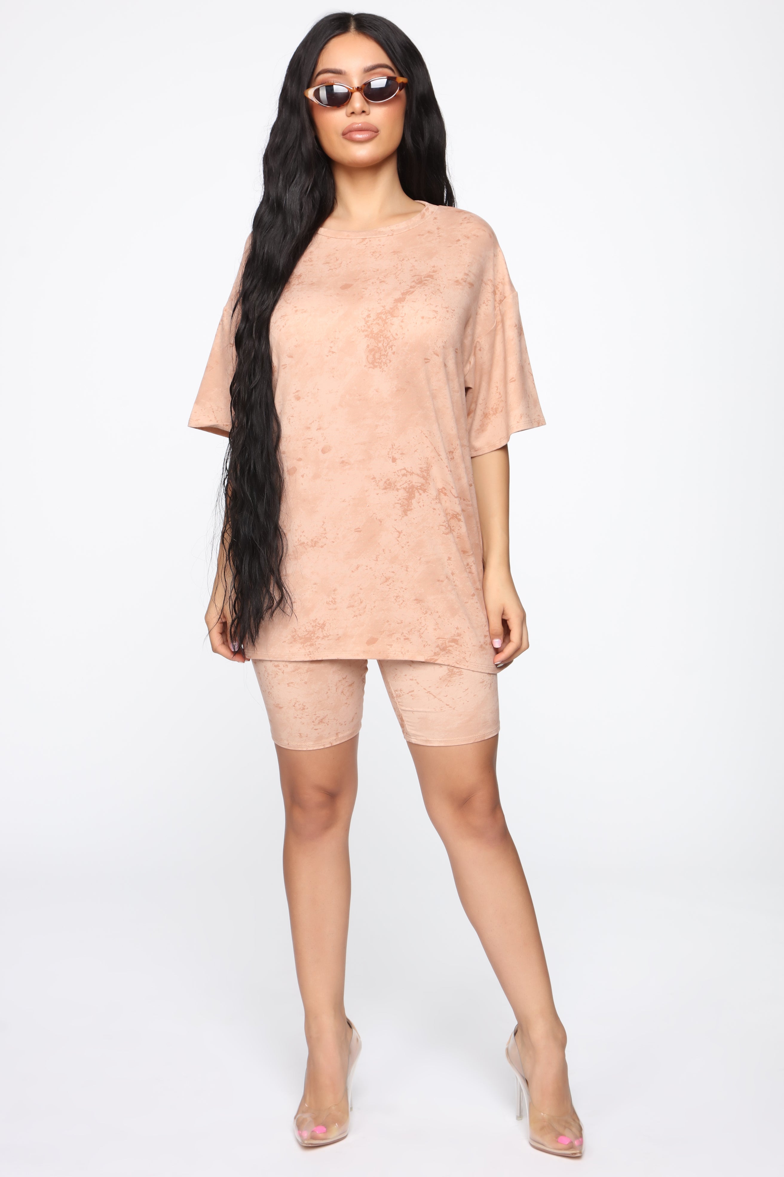 Chelsea Biker Short Set - Taupe - Image 4