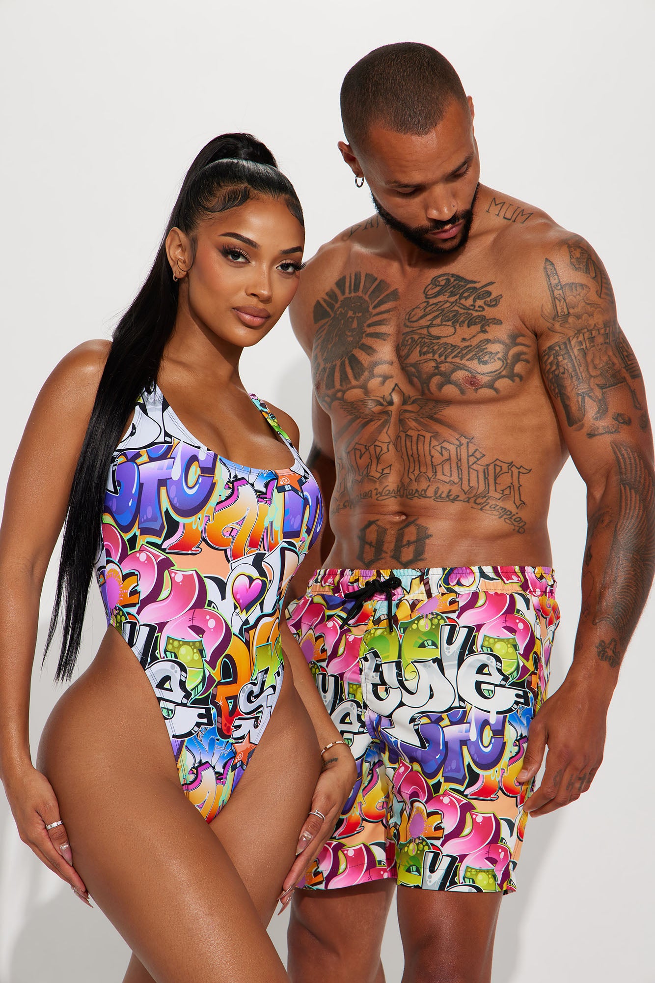 All That Graffiti 1 Piece Swimsuit - Multi Color - Image 5