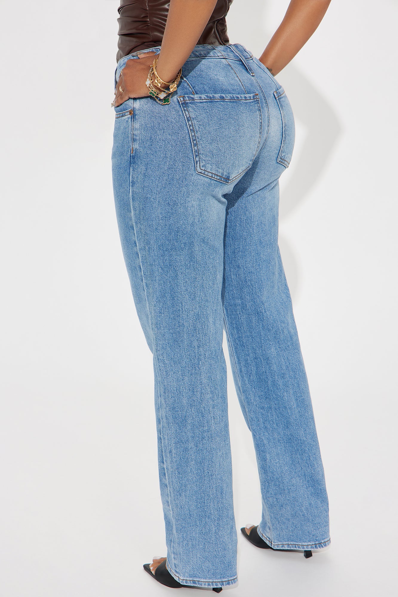 Leaving You Behind Stretch Straight Leg Jeans - Medium Wash - Image 3