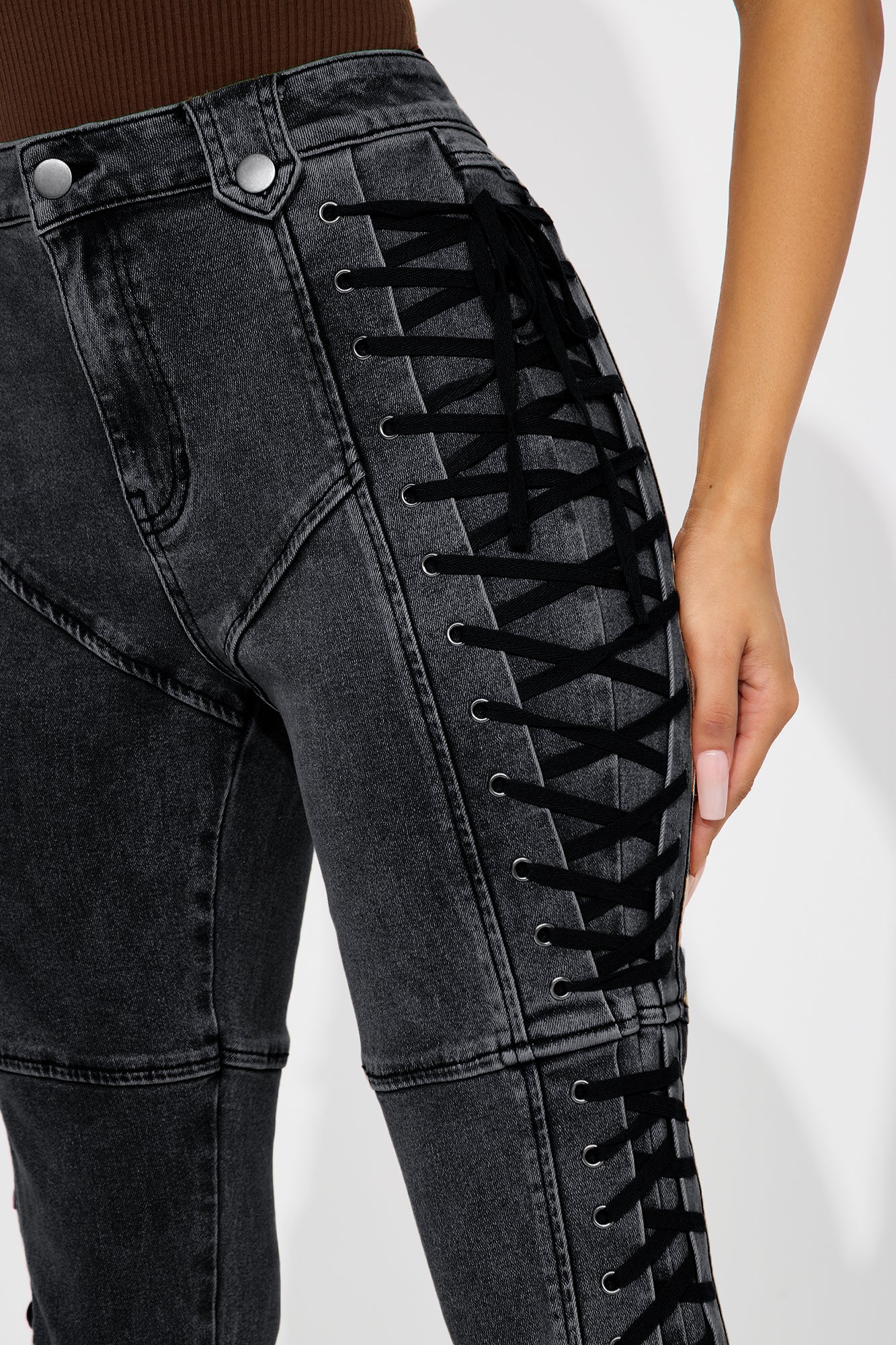 After Hours Lace Up Flare Pant - Black - Image 4