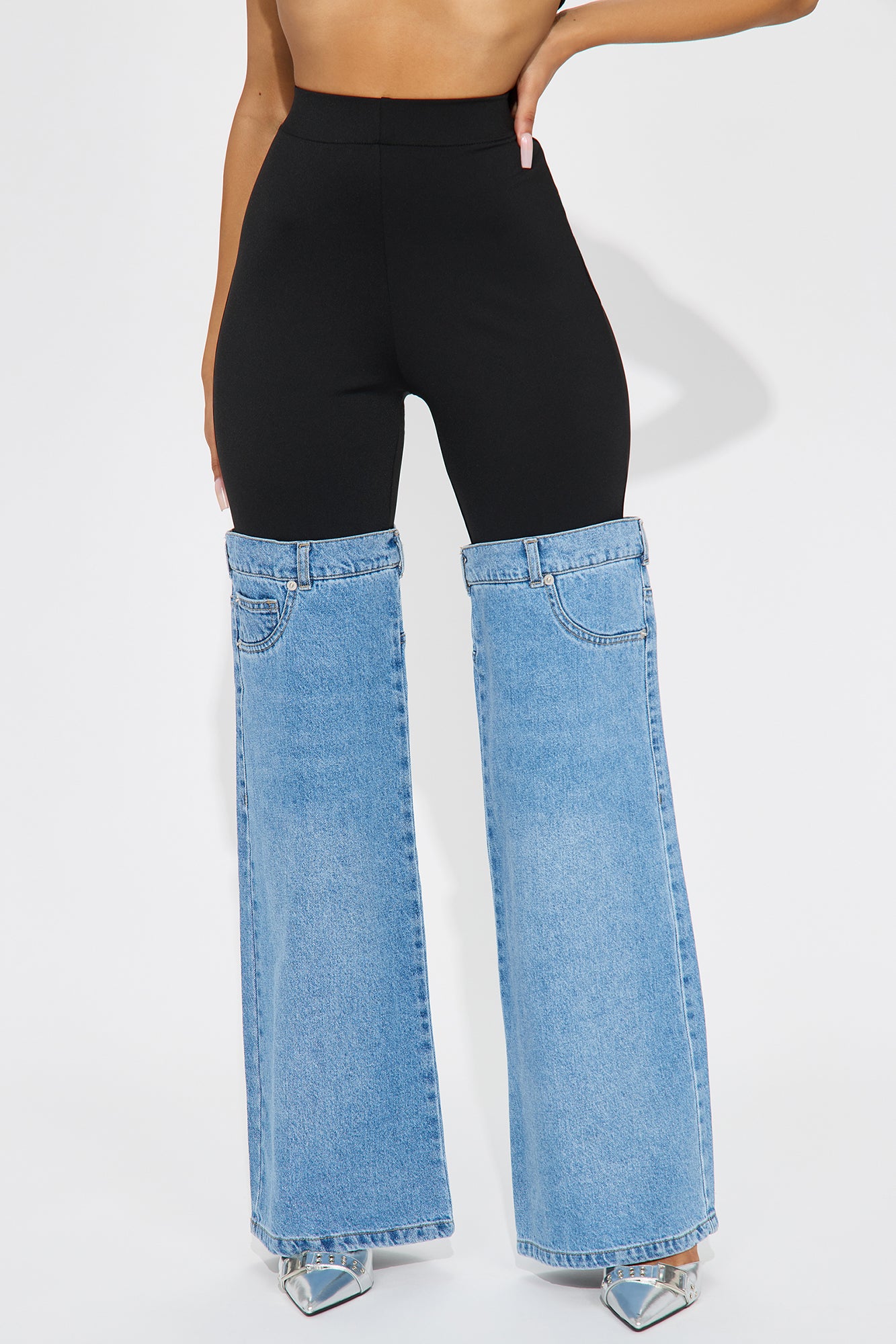 Feeling Some Type Of Way Stretch Flare Jeans - Light Wash - Image 3