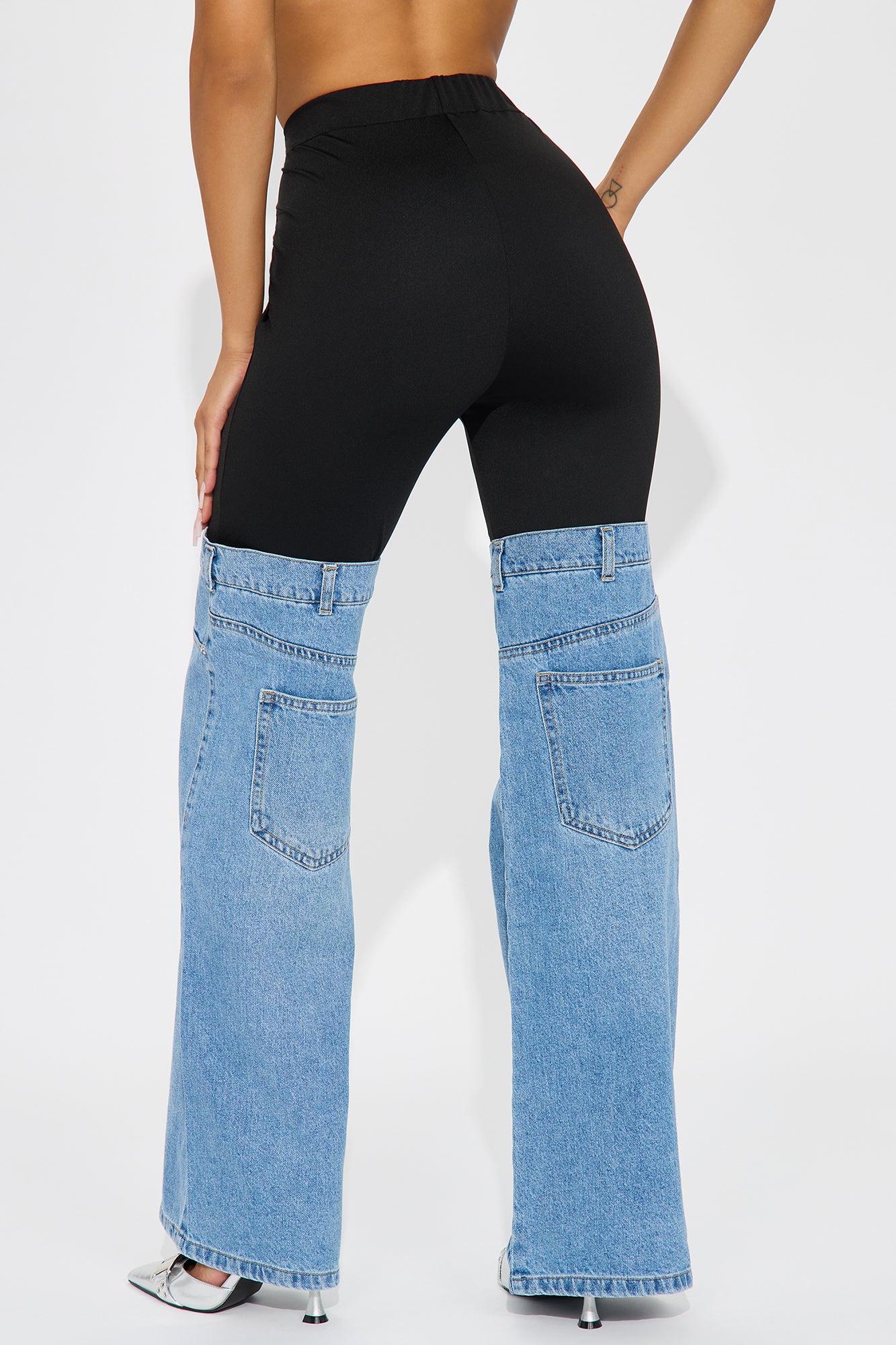 Feeling Some Type Of Way Stretch Flare Jeans - Light Wash - Image 4