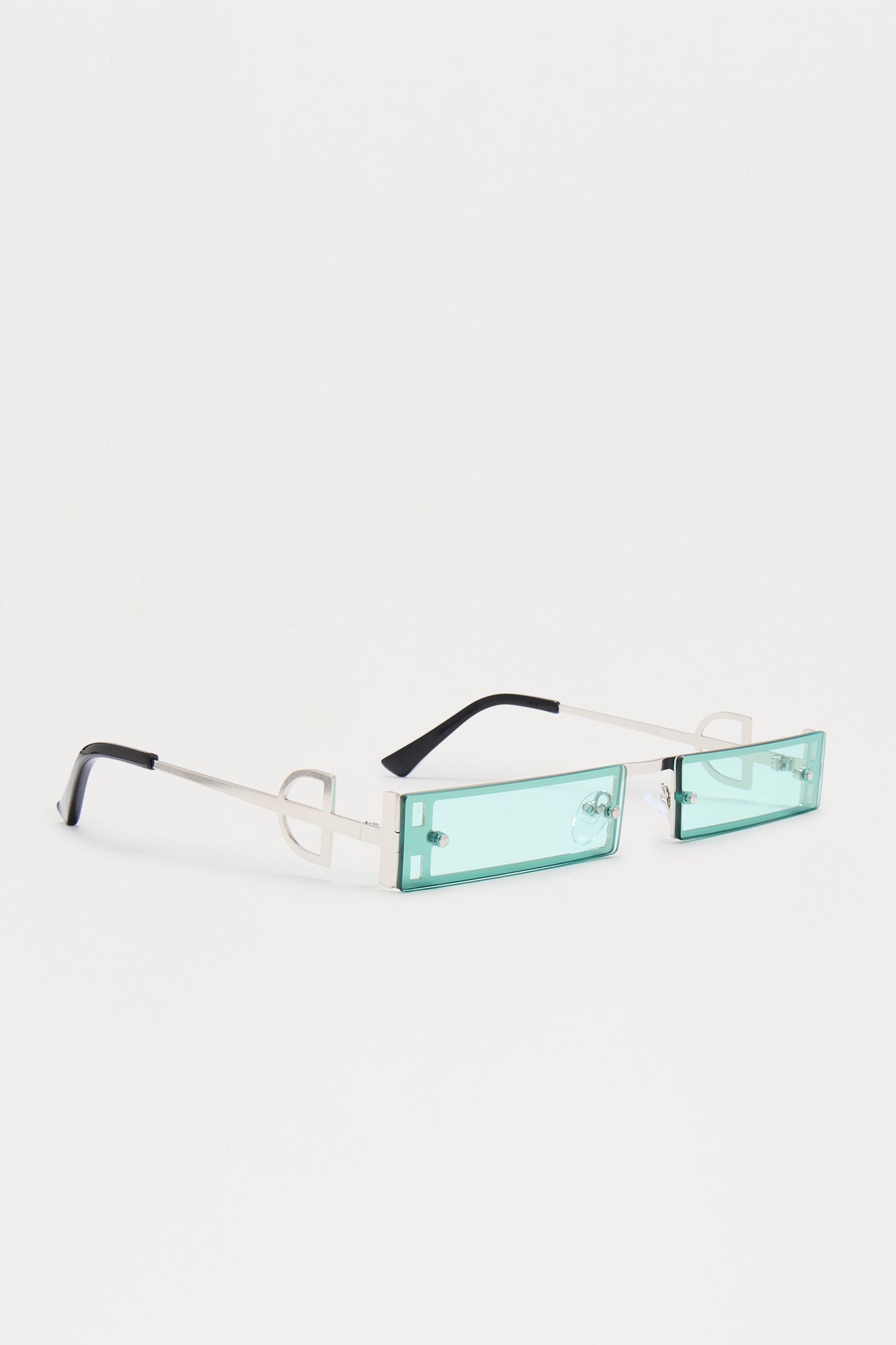 Slim Rectangle Sunglasses - Teal/combo - Image 4