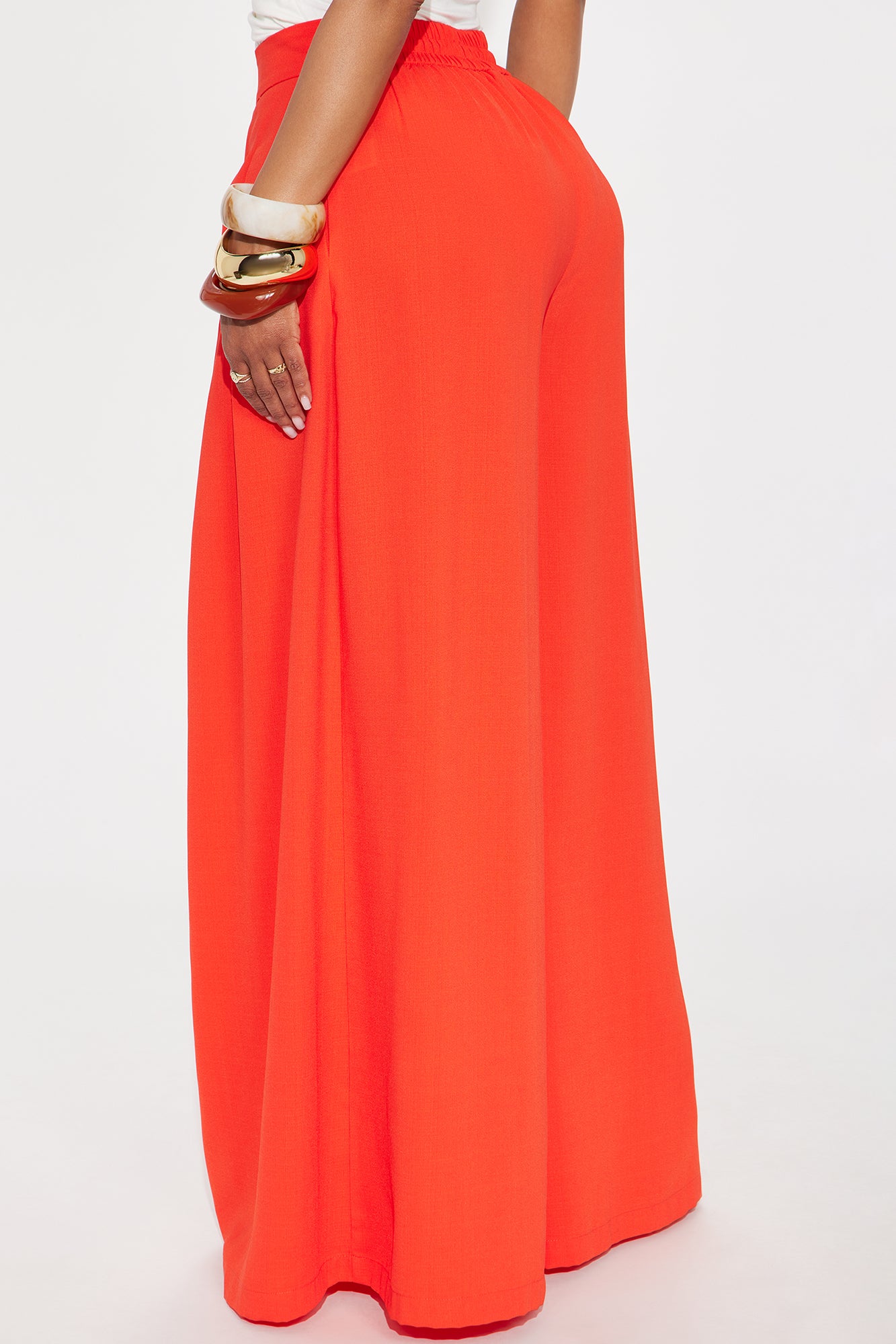 Efina Wide Leg Linen Trouser - Tomato Red - Image 3