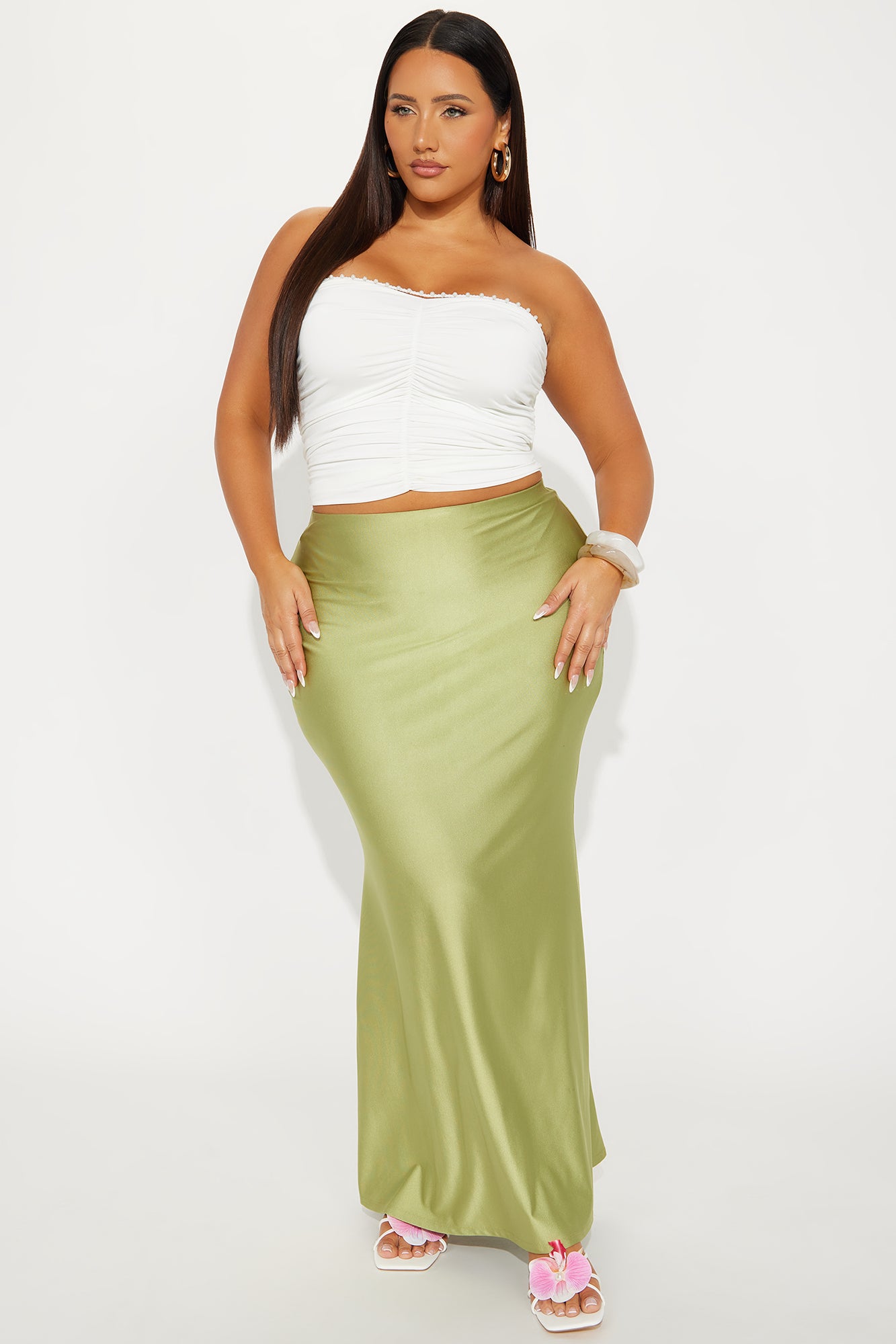 Pearl Dreams Ruched Tube Top - Ivory - Image 5