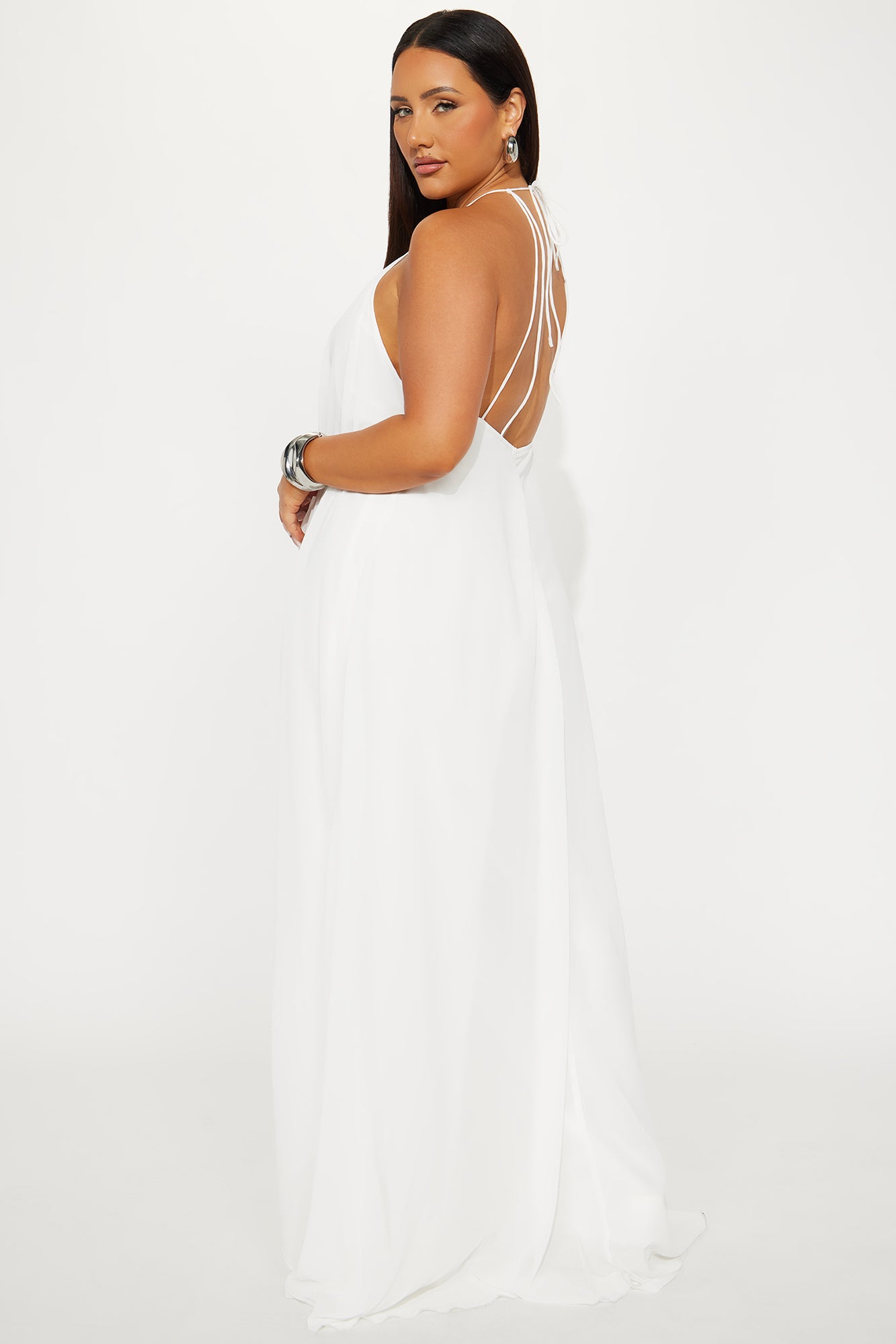 Bella Flowy Chiffon Jumpsuit - White - Image 6