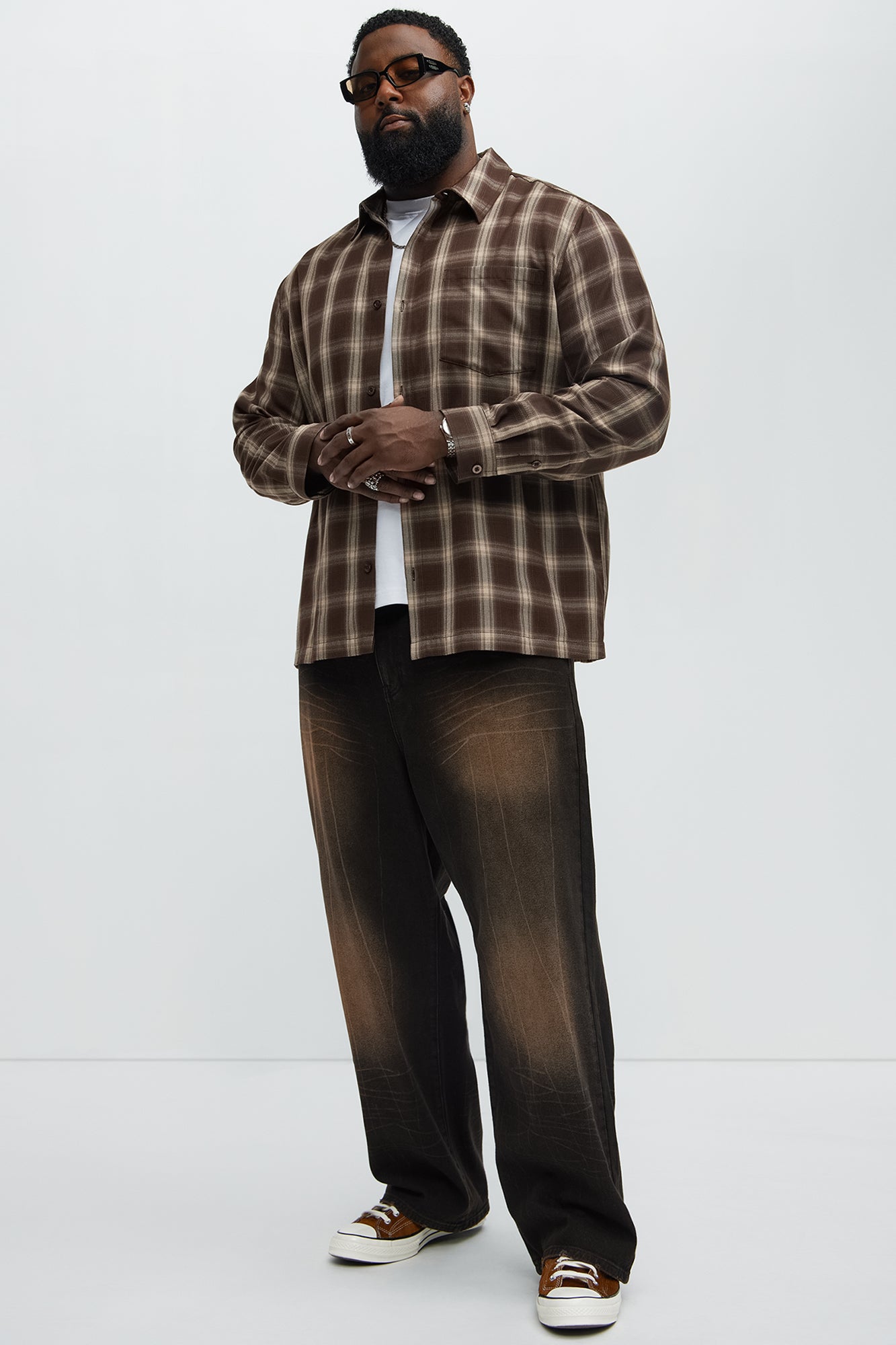 Sun Bleached Baggy Jeans - Dark Brown - Image 7