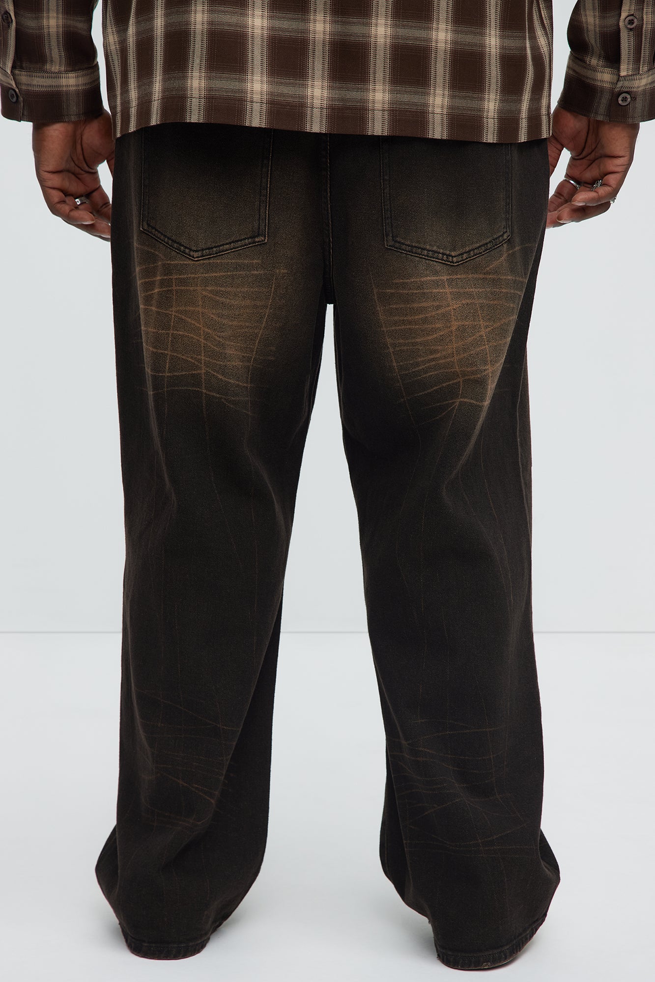 Sun Bleached Baggy Jeans - Dark Brown - Image 9