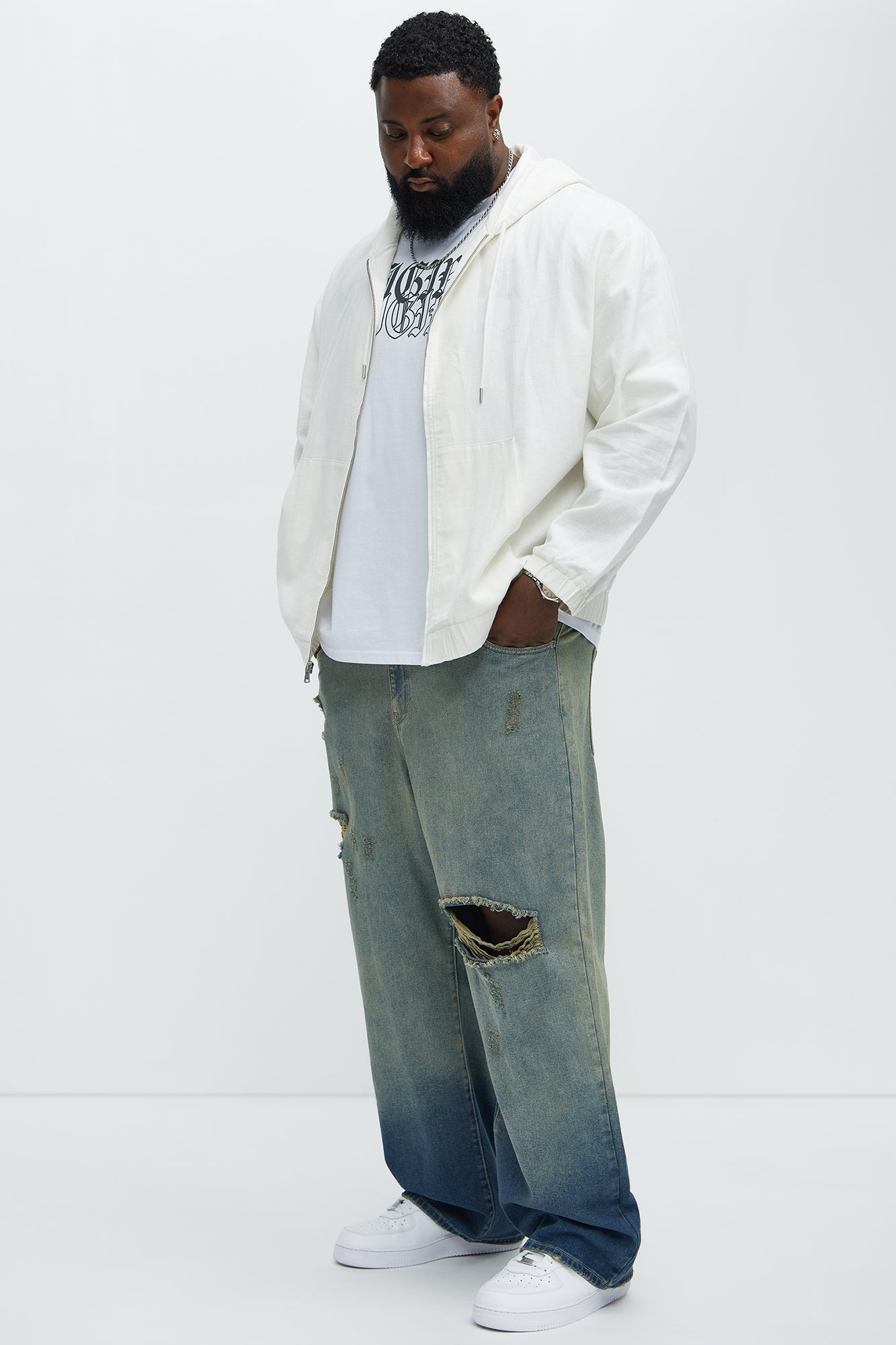 Blend Out Distressed Baggy Jeans - Vintage Blue Wash - Image 7