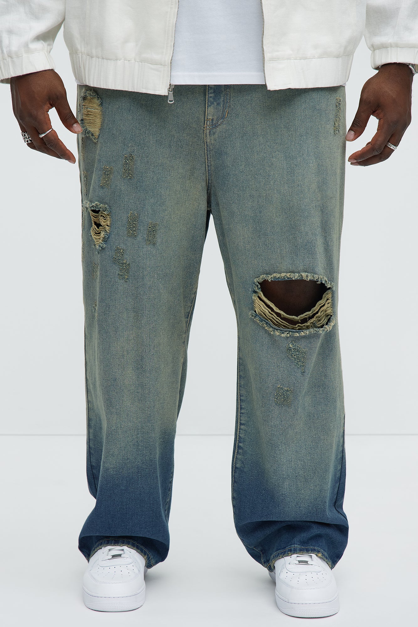 Blend Out Distressed Baggy Jeans - Vintage Blue Wash - Image 6