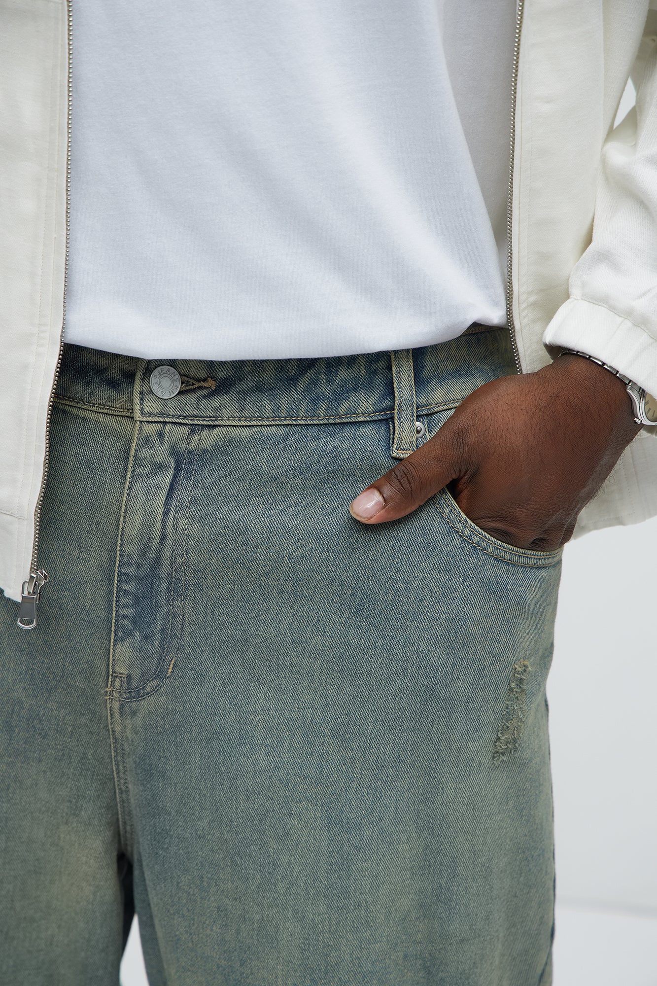 Blend Out Distressed Baggy Jeans - Vintage Blue Wash - Image 8