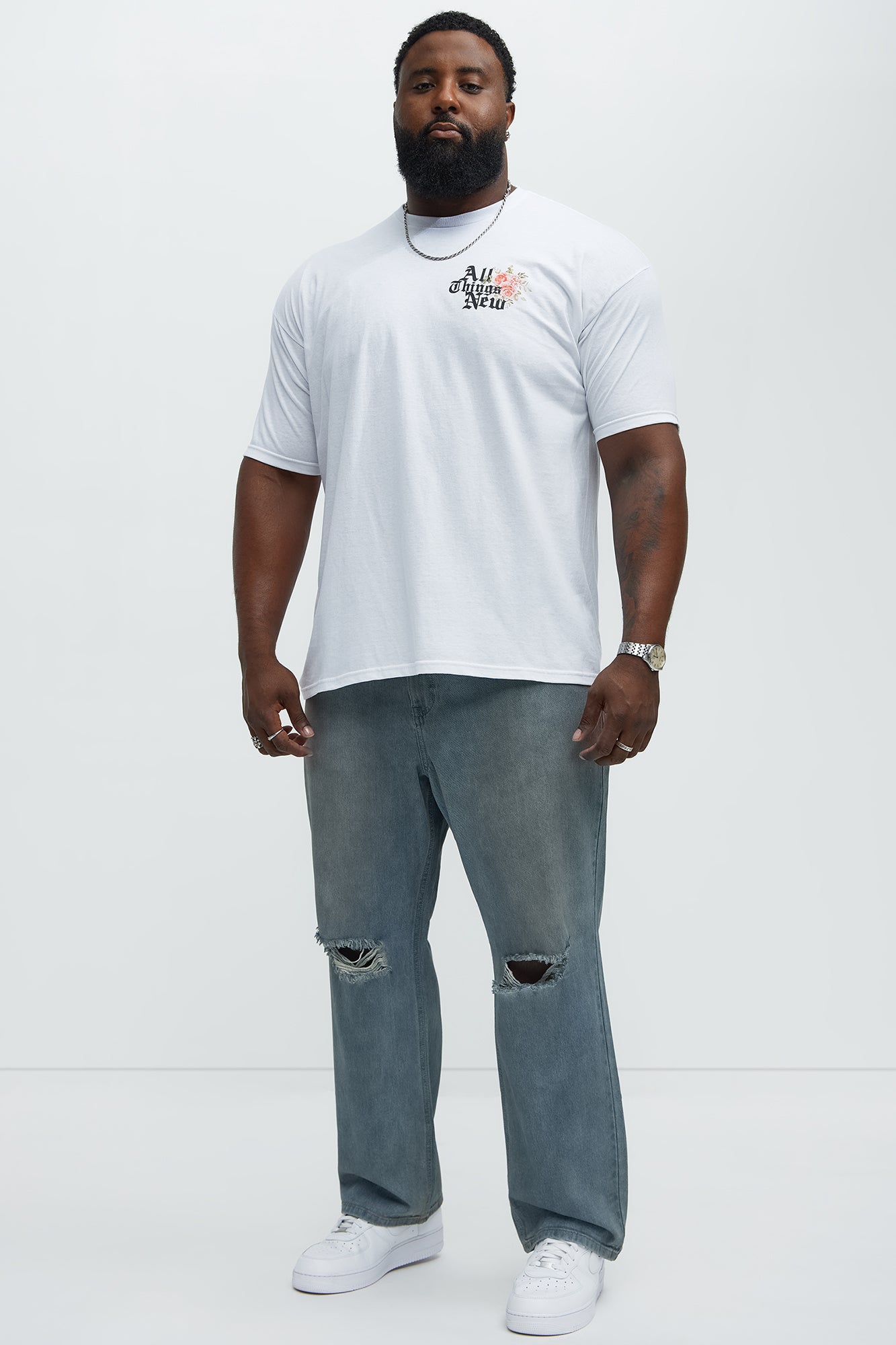 Roll Out Ripped Straight Jeans - Light Blue Wash - Image 6