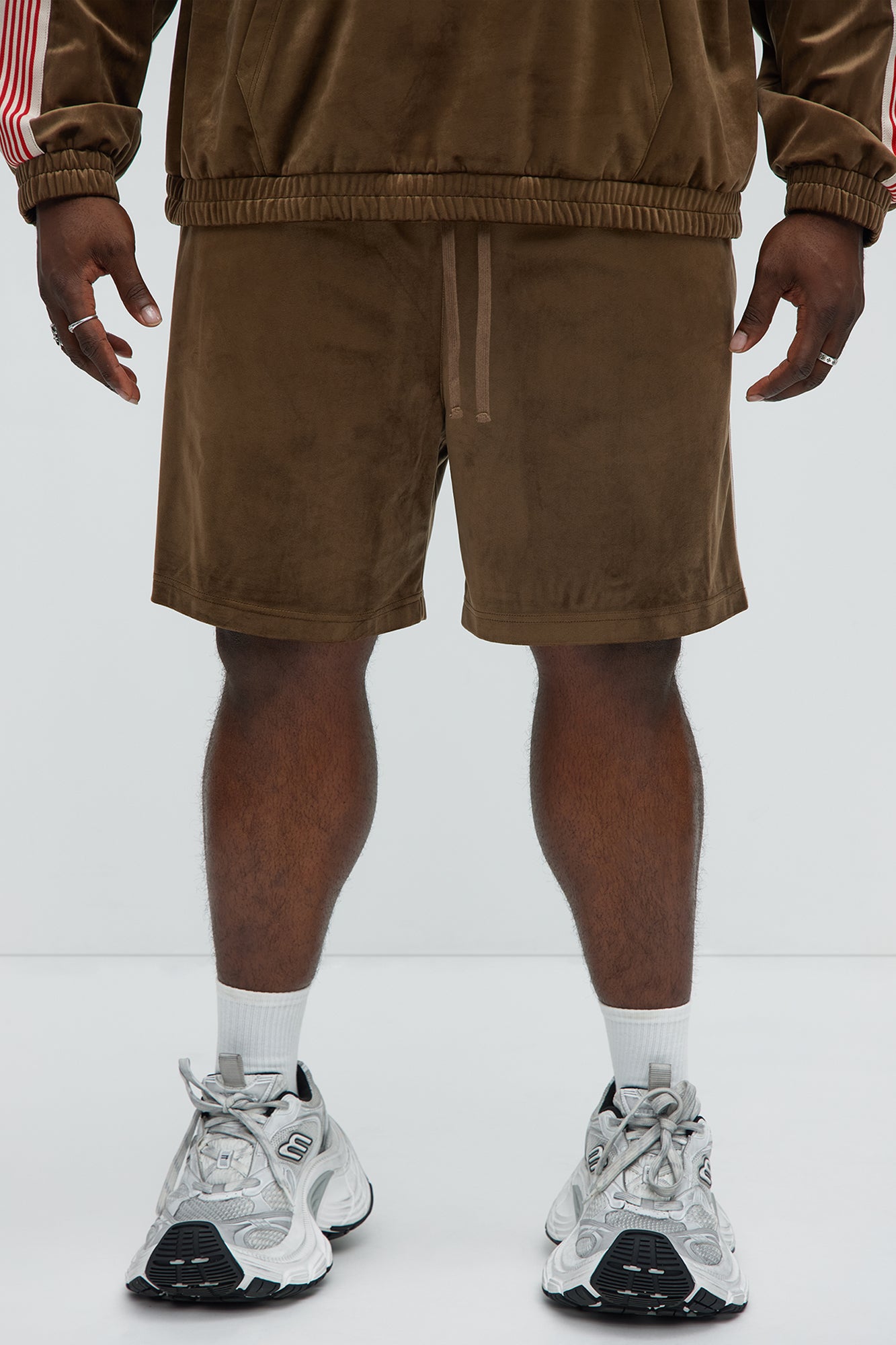 Like You Do Velour Relaxed Shorts - Brown - Image 6
