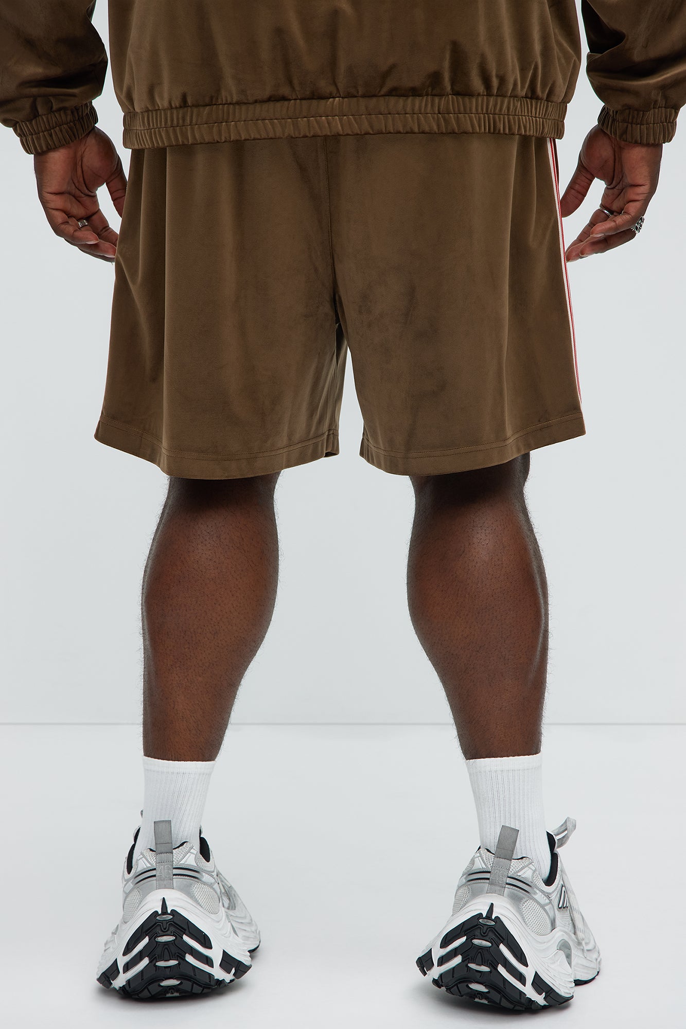 Like You Do Velour Relaxed Shorts - Brown - Image 10