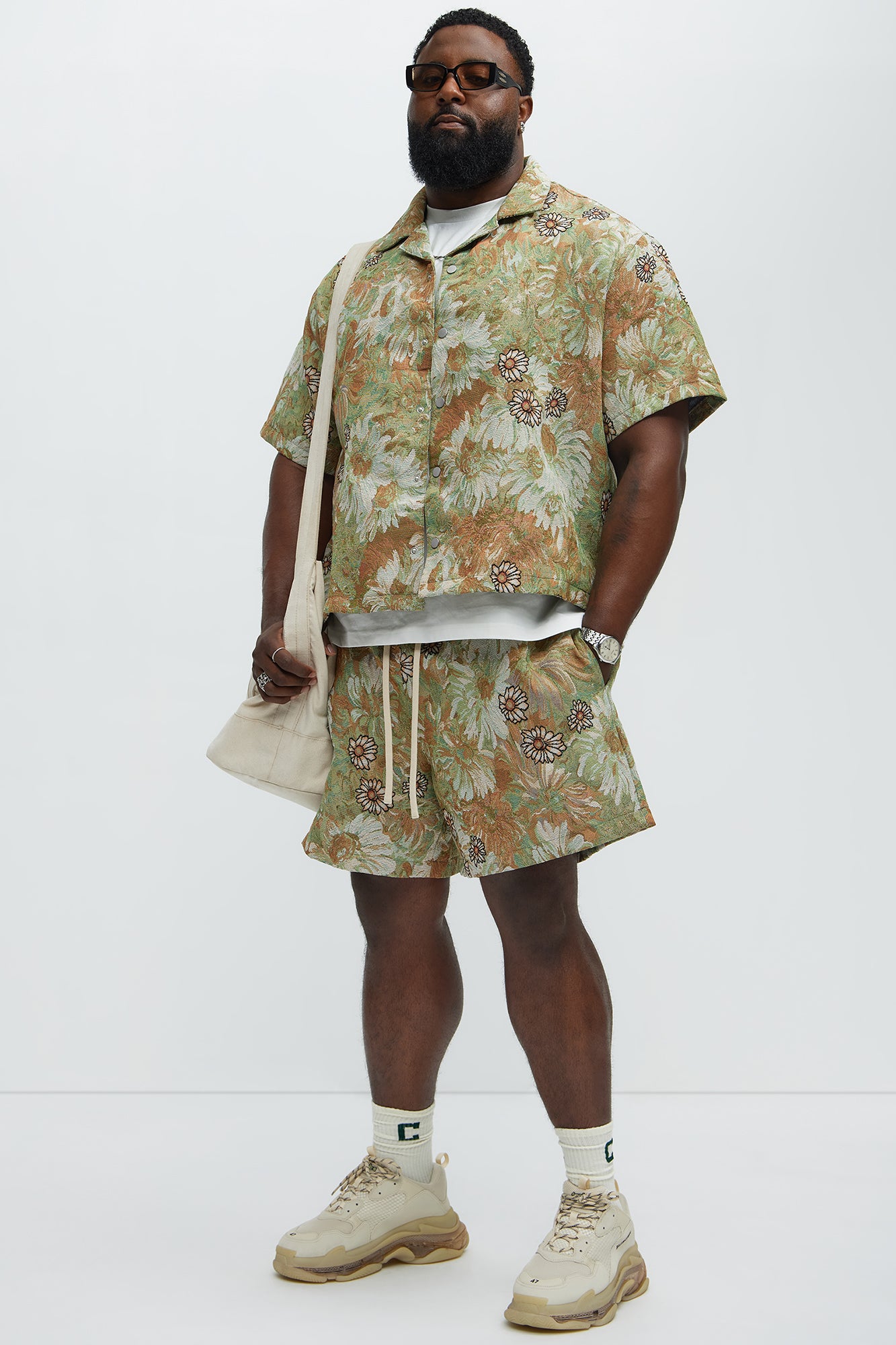 Judas Tapestry Cuban Collar Shirt - Green/combo - Image 6