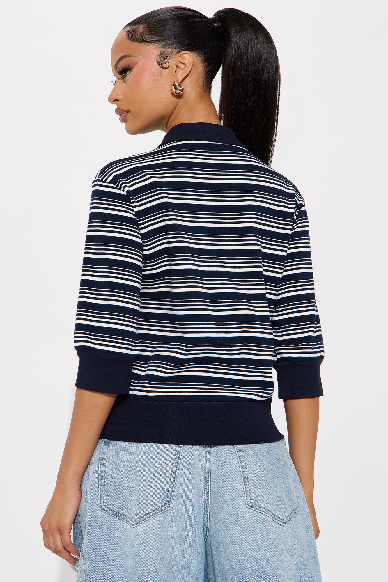 Striped Out Striped Sweater Polo  - Navy/combo - Image 3