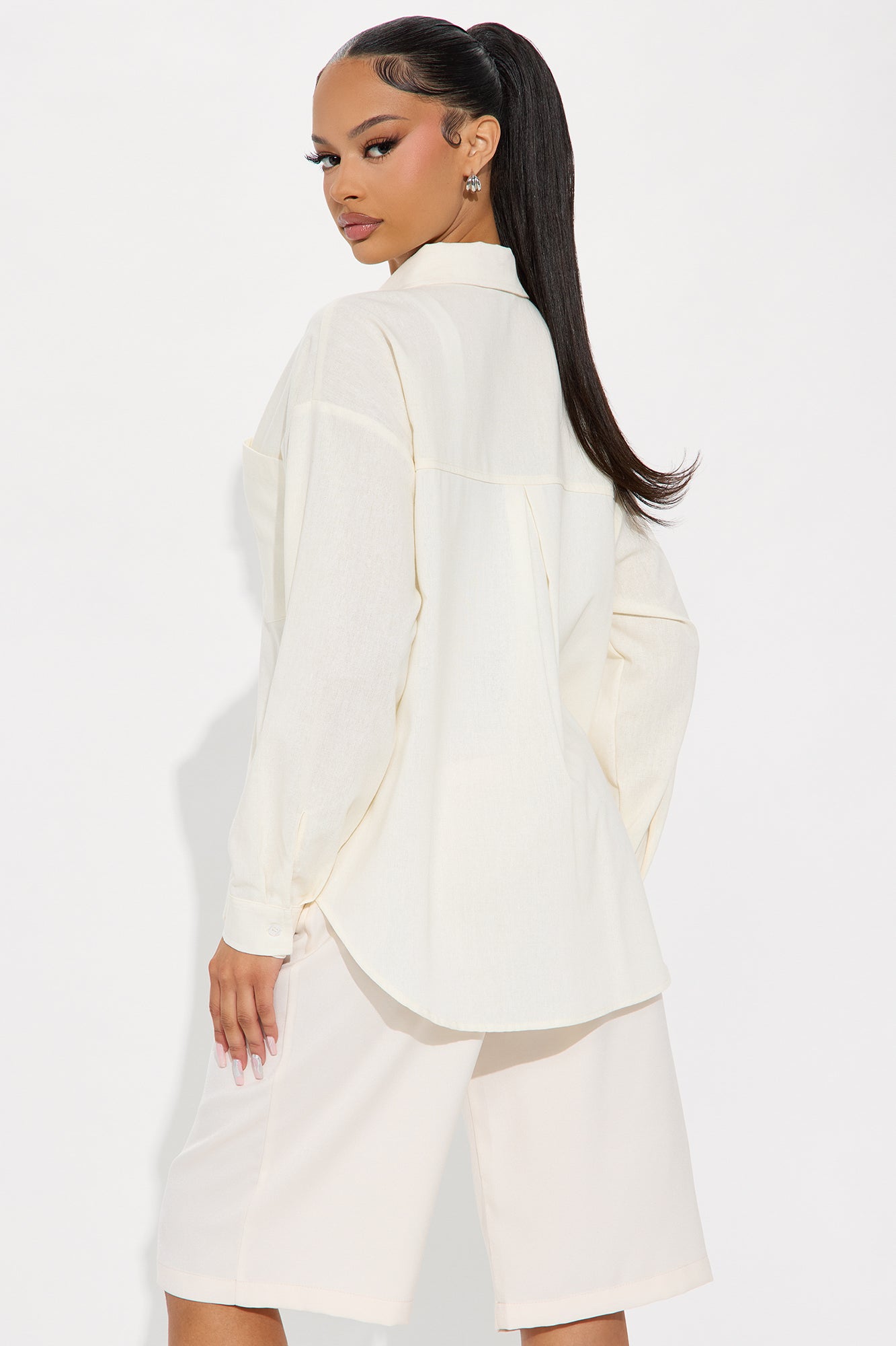 Fresh Lemonade Linen Button Up Shirt - Cream - Image 3