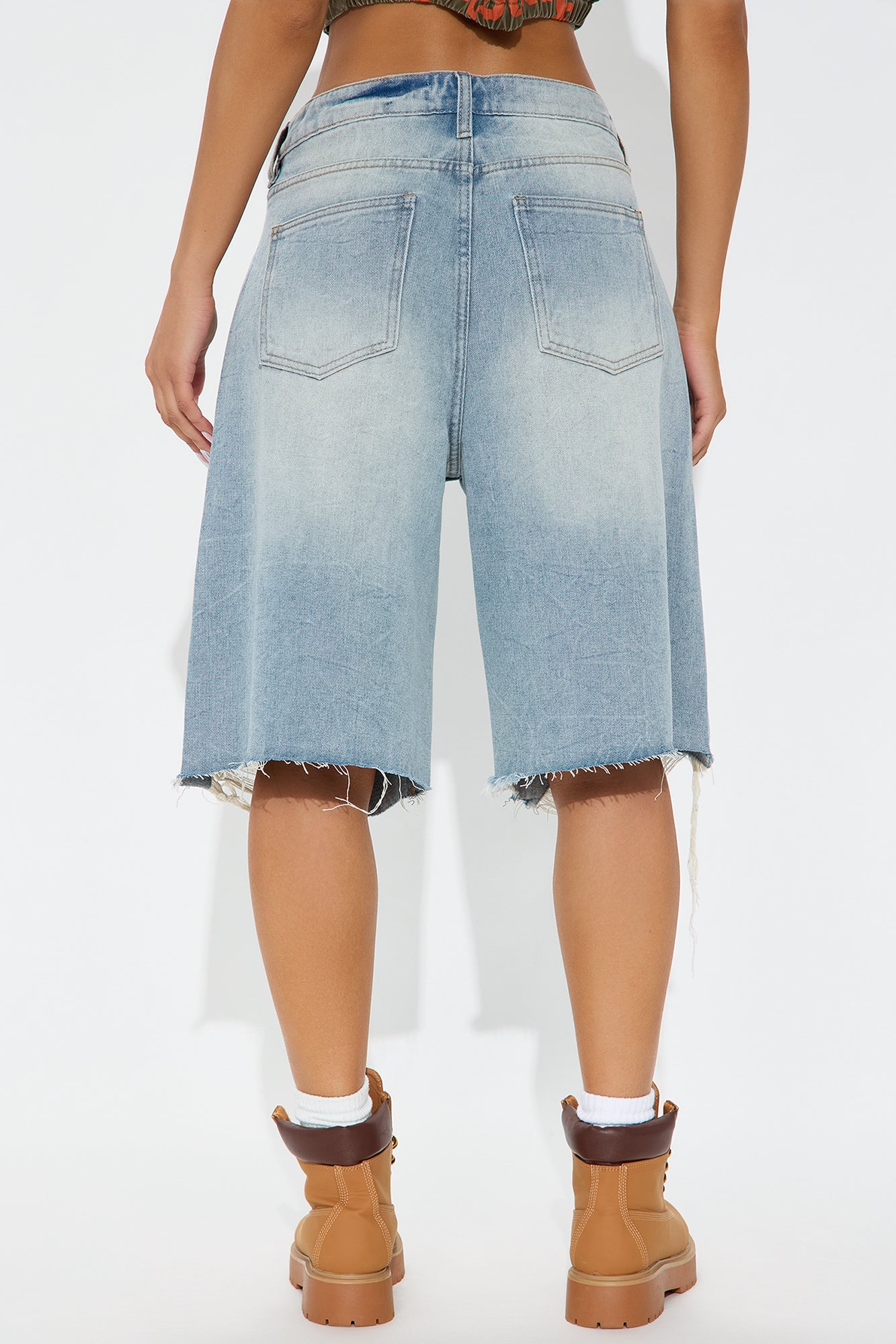 Watch Me Go Ripped Denim Shorts - Vintage Wash - Image 3