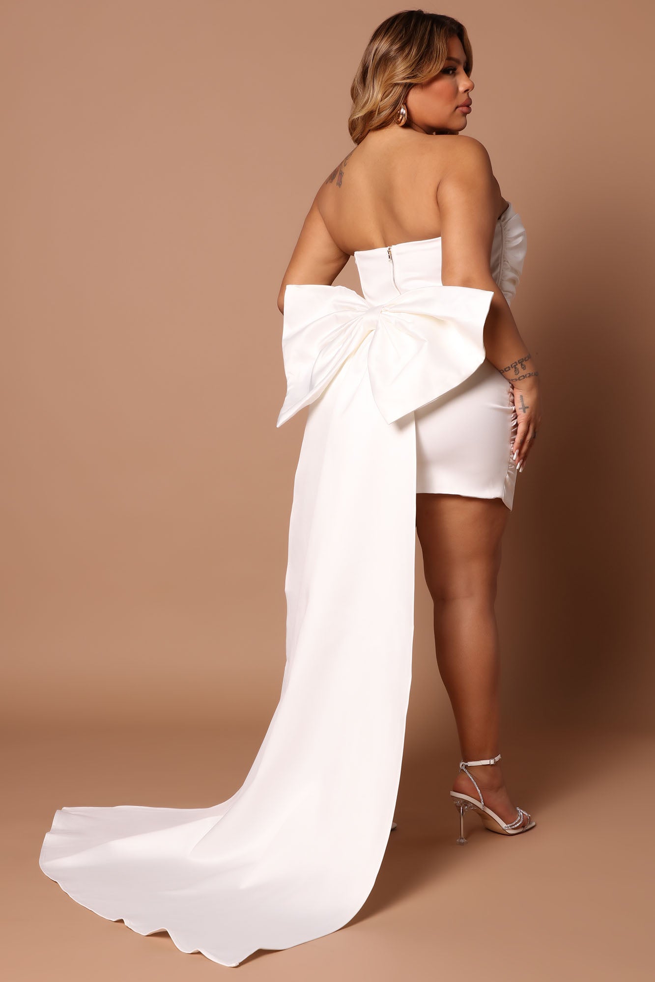Antoinette Satin Mini Dress - White - Image 11