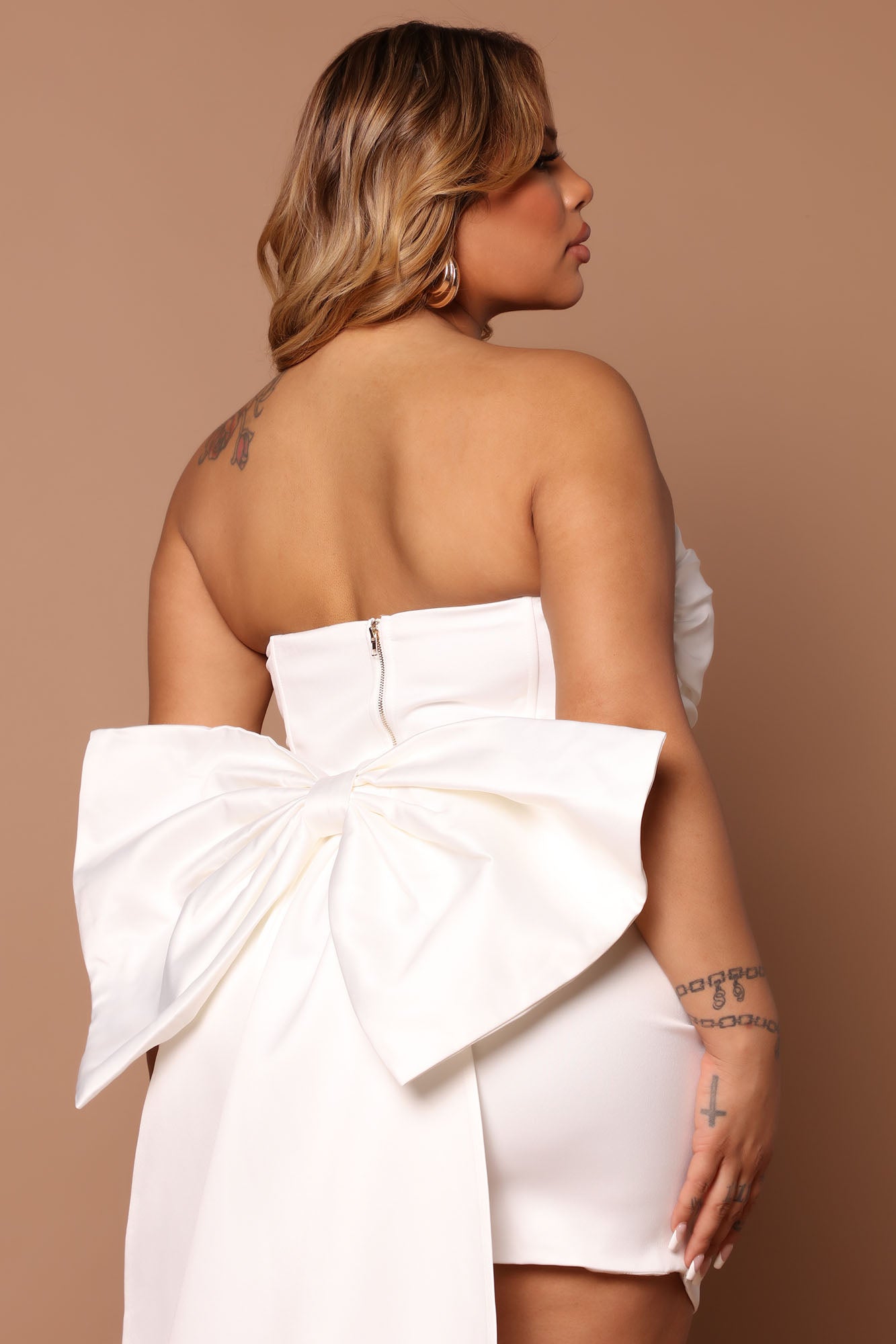 Antoinette Satin Mini Dress - White - Image 12