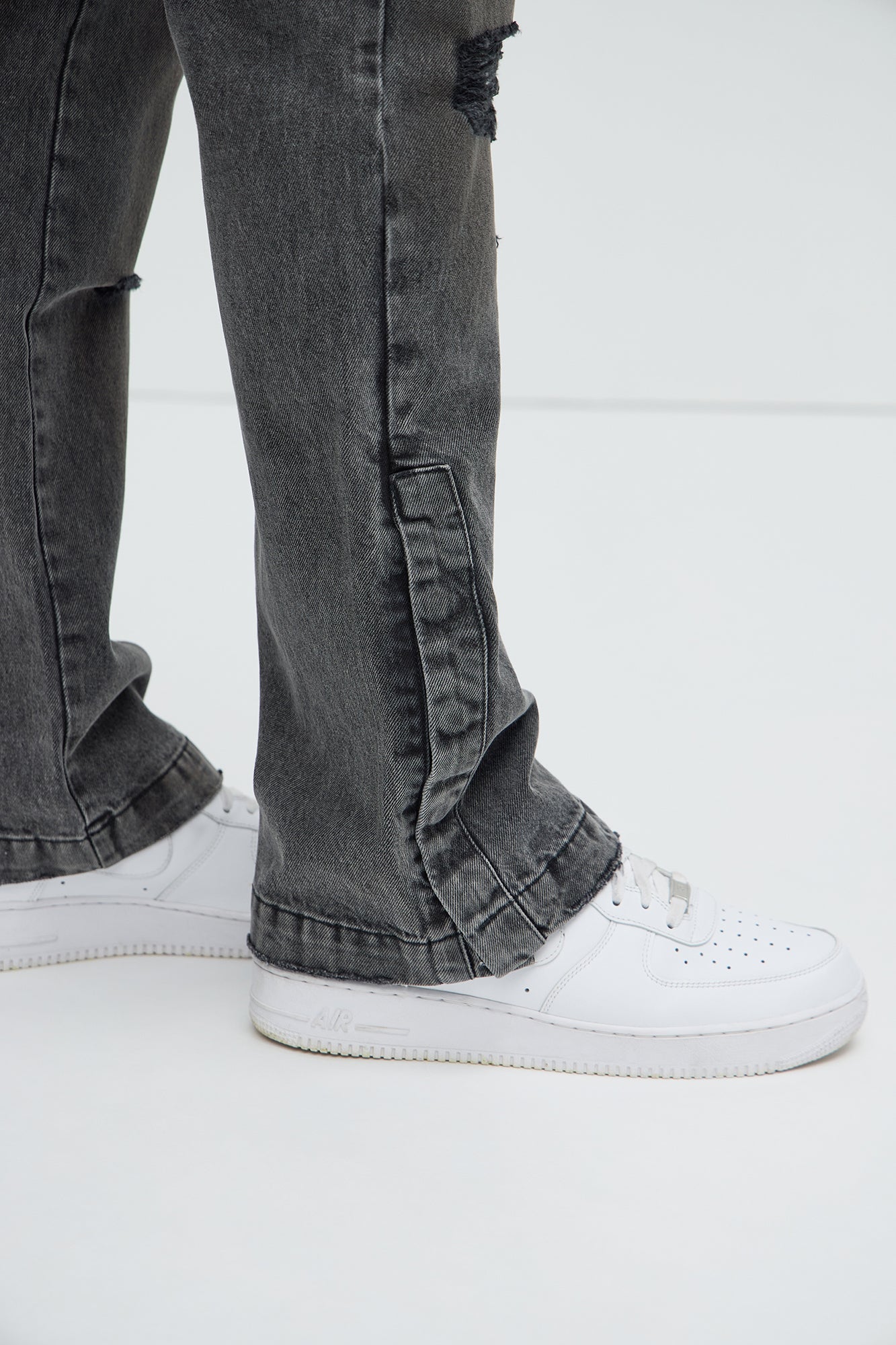 Stacked Slim Flare Kyan Cargo Jeans - Charcoal - Image 4