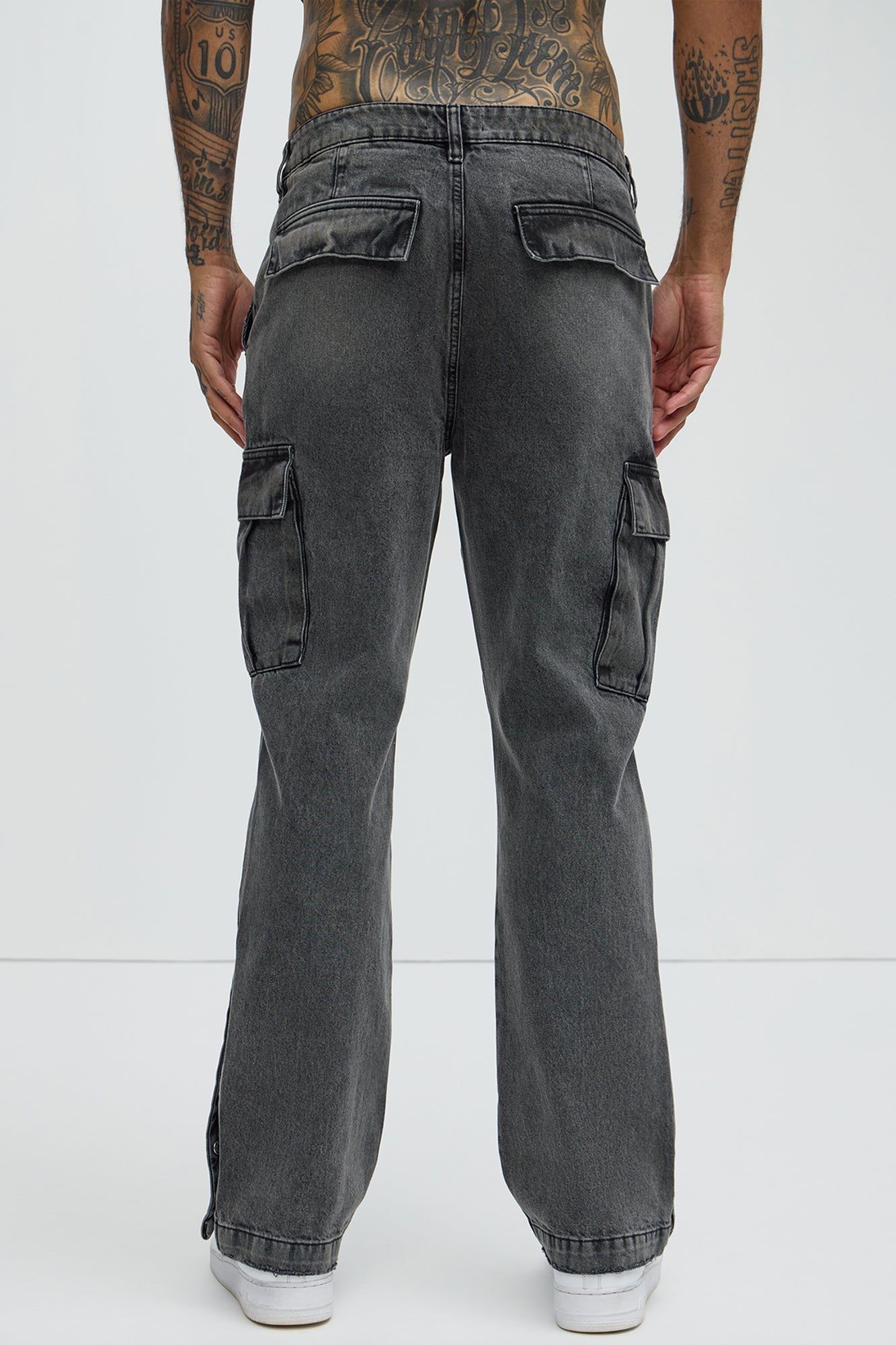 Stacked Slim Flare Kyan Cargo Jeans - Charcoal - Image 5
