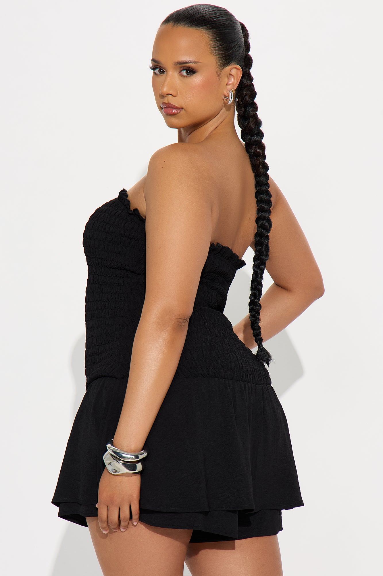 Sarabeth Smocked Romper - Black - Image 6