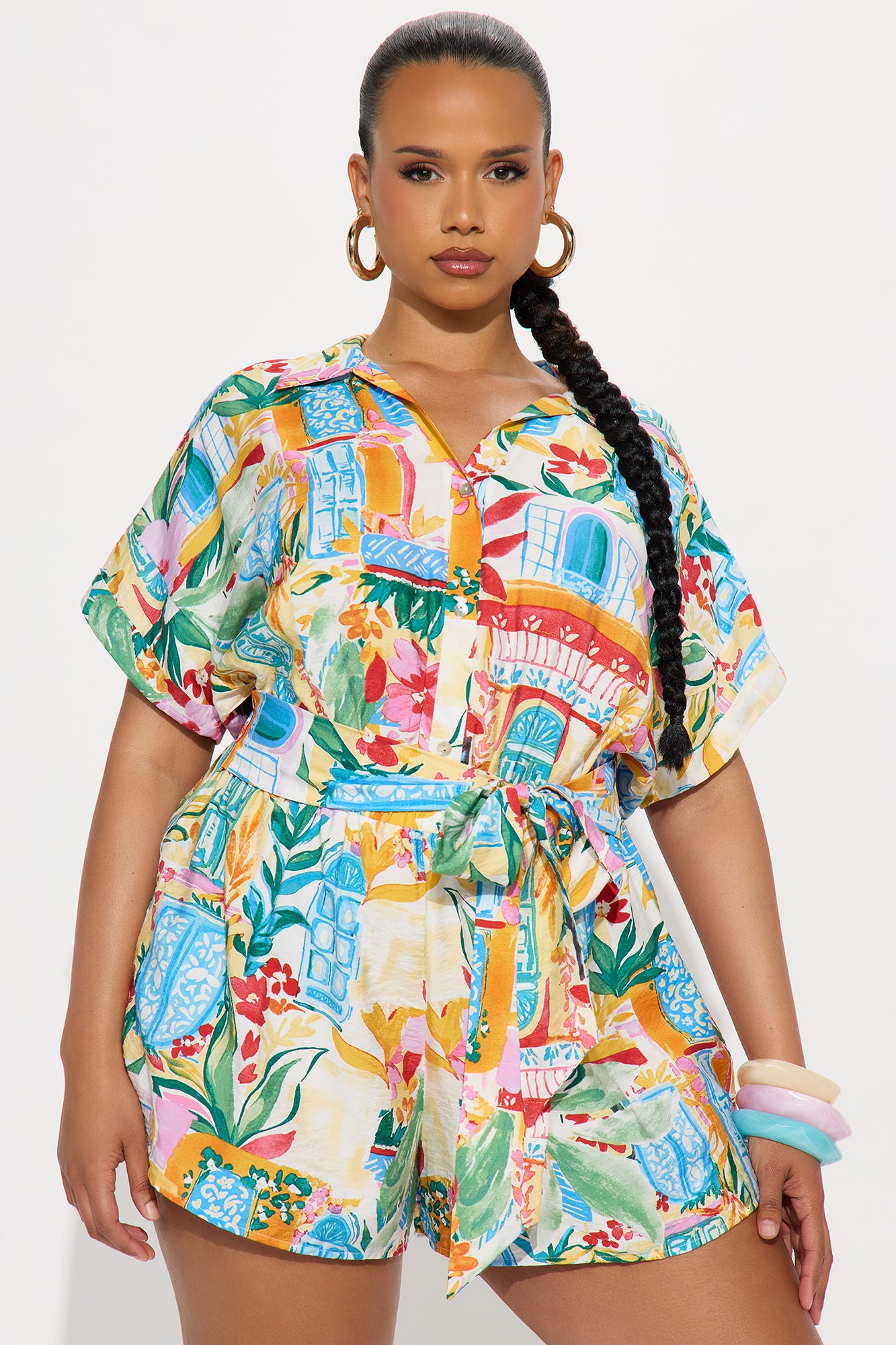 Cruise Cutie Button Up Romper - Blue/combo - Image 4