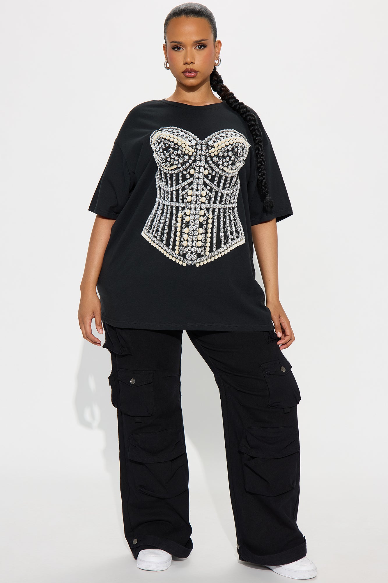What Waist Pearl Oversized Tee - Black - Image 6