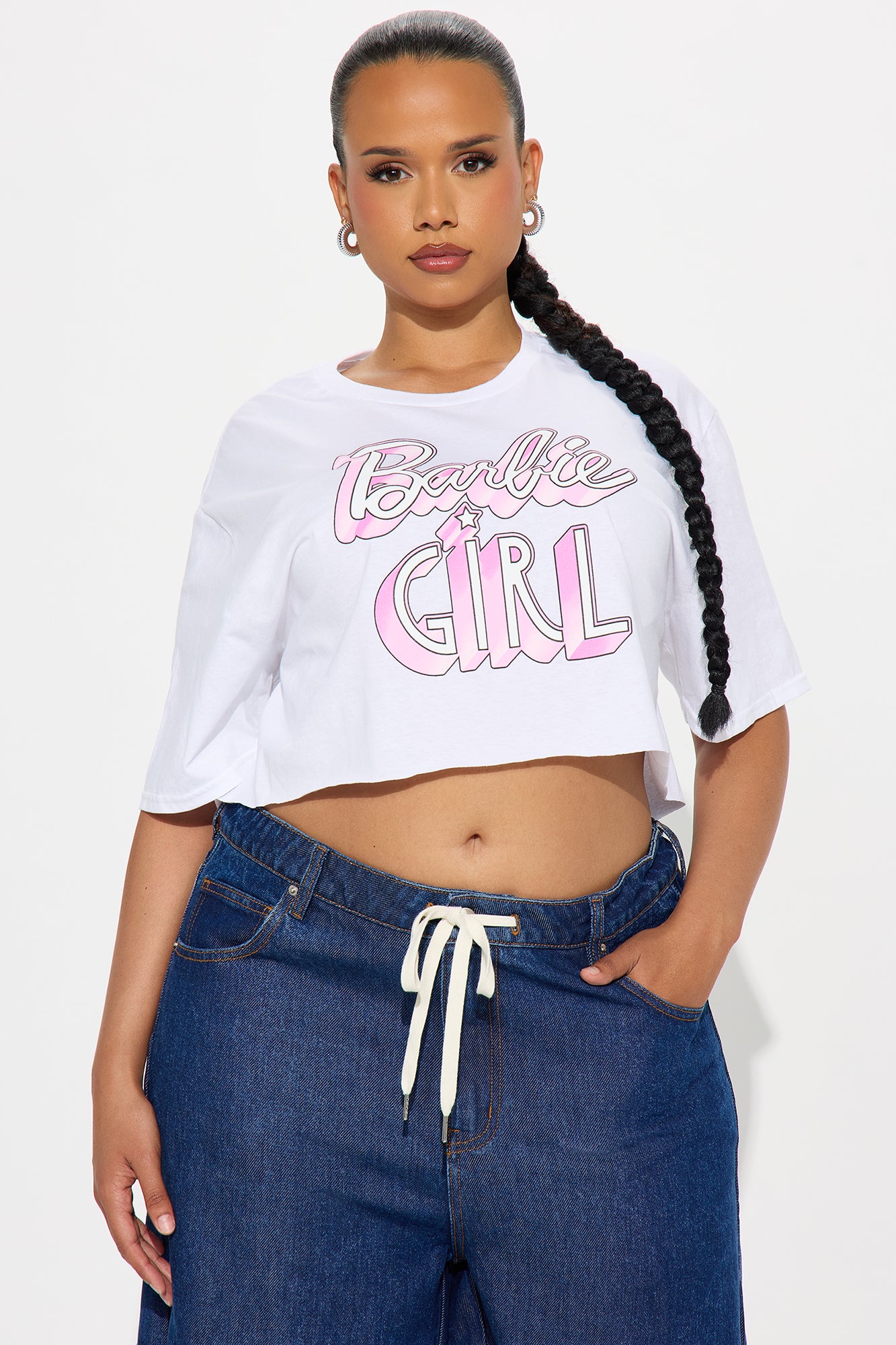 I'm A Barbie Girl Cropped Tee - White - Image 5